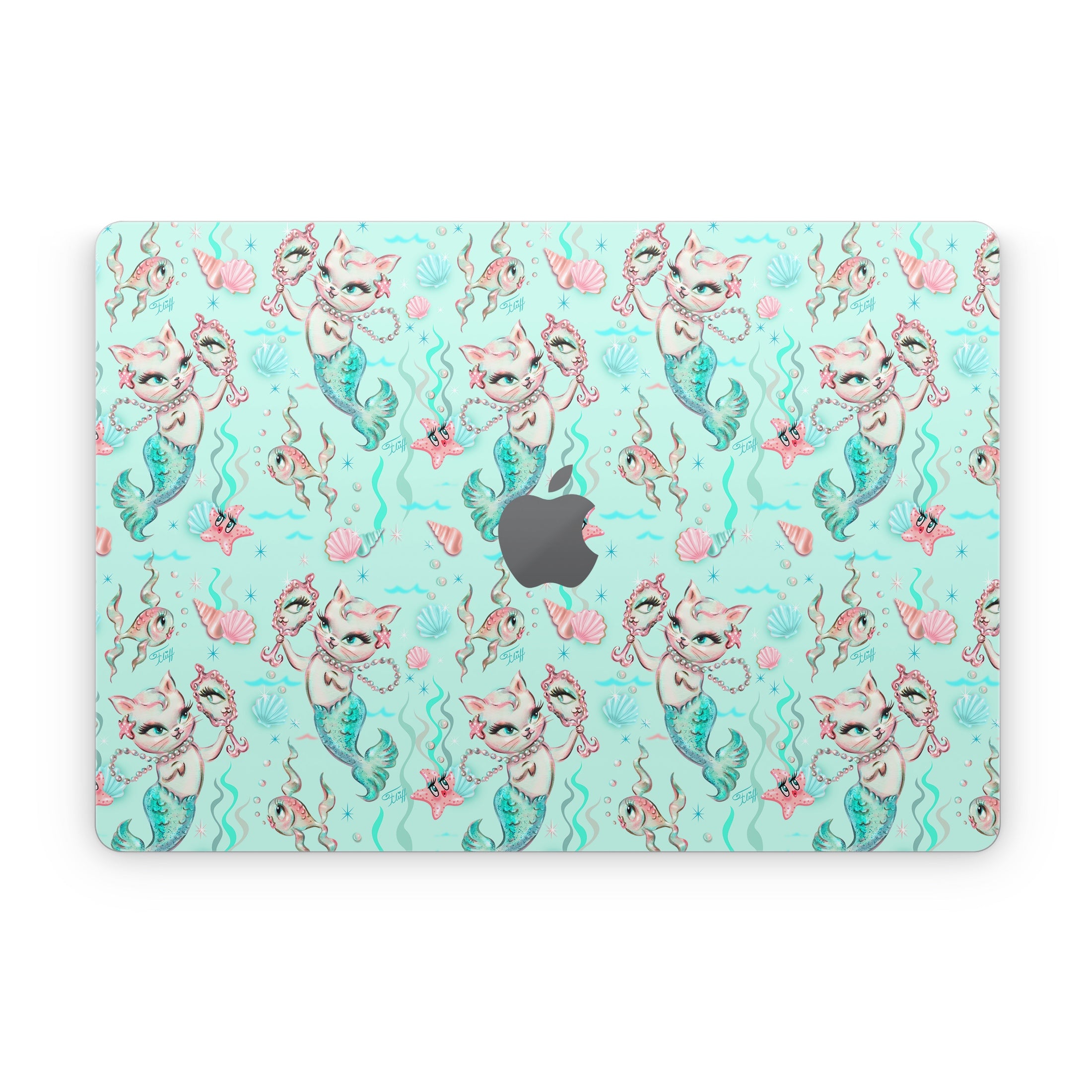 Merkittens with Pearls Aqua - Apple MacBook Skin