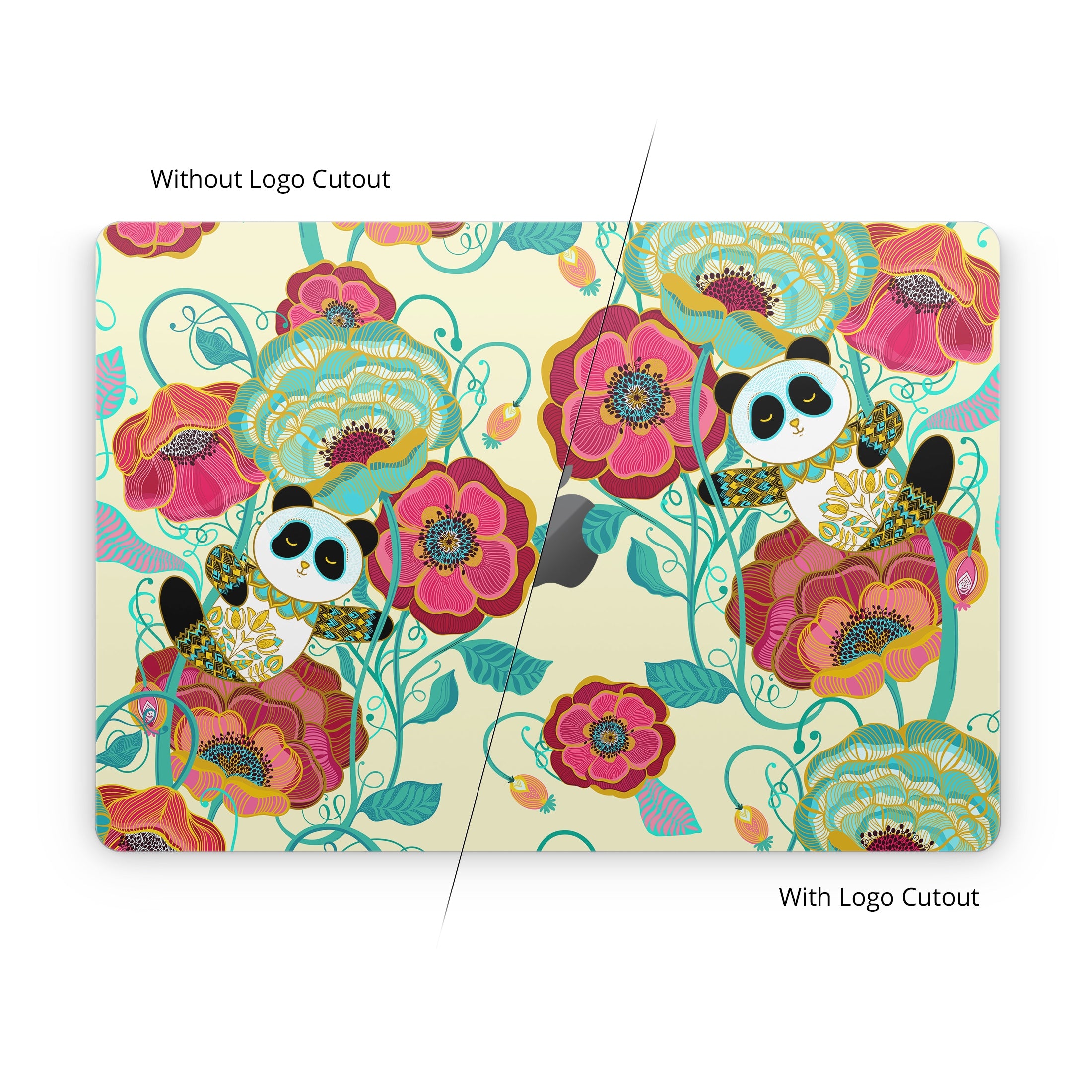 Panda Flowers - Apple MacBook Skin