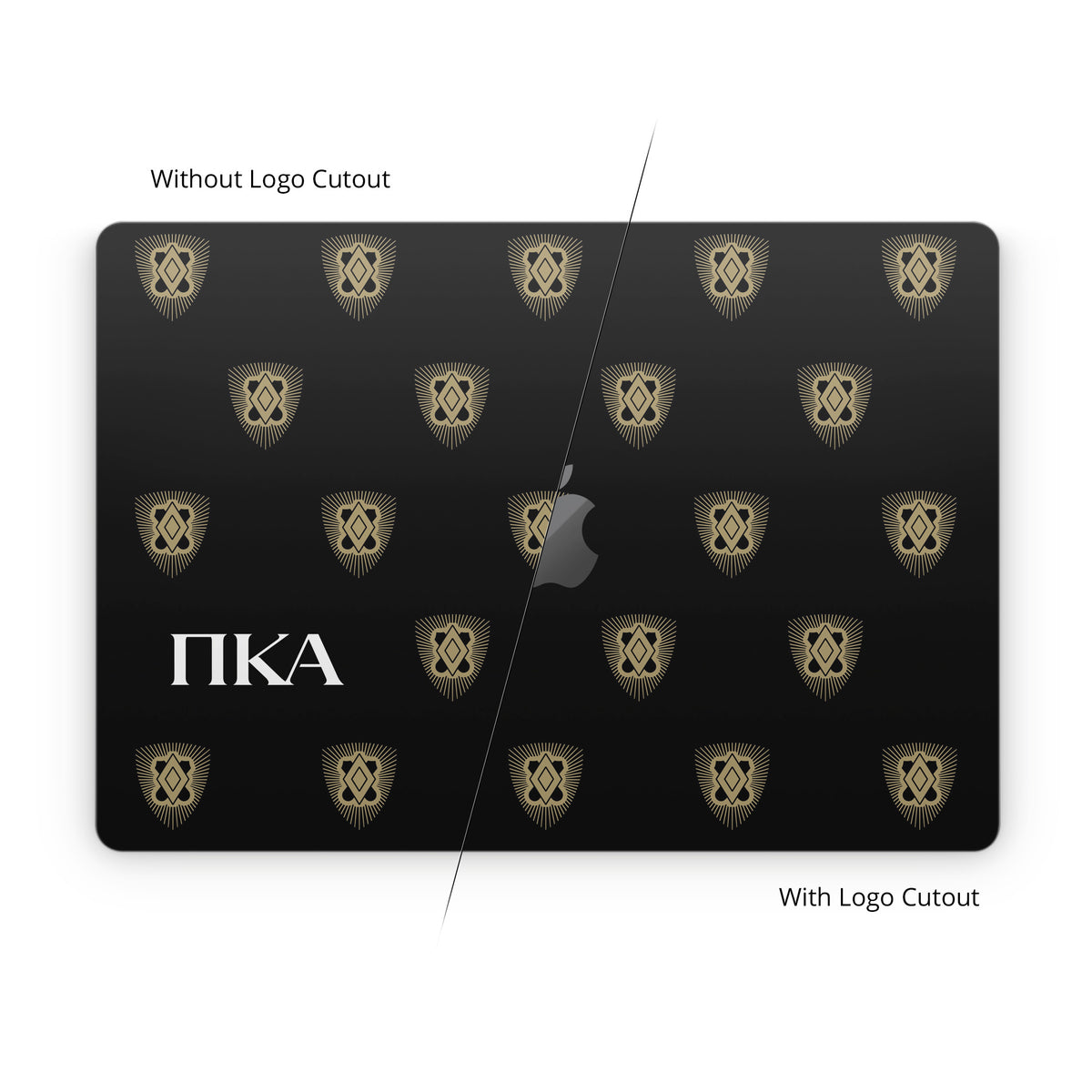 Pi Kappa Alpha Letters Shield Pattern Black - Apple MacBook Skin