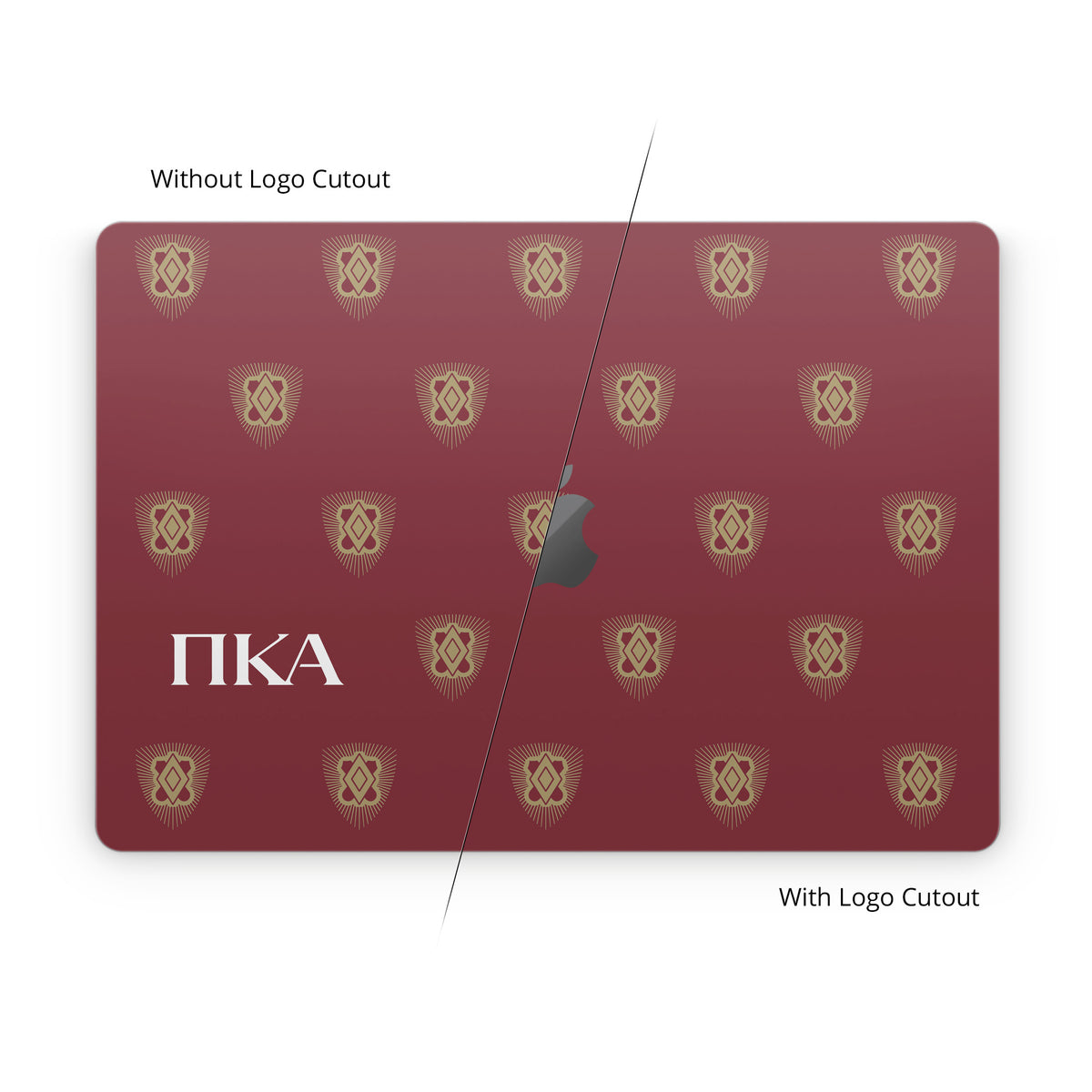 Pi Kappa Alpha Letters Shield Pattern Garnet - Apple MacBook Skin