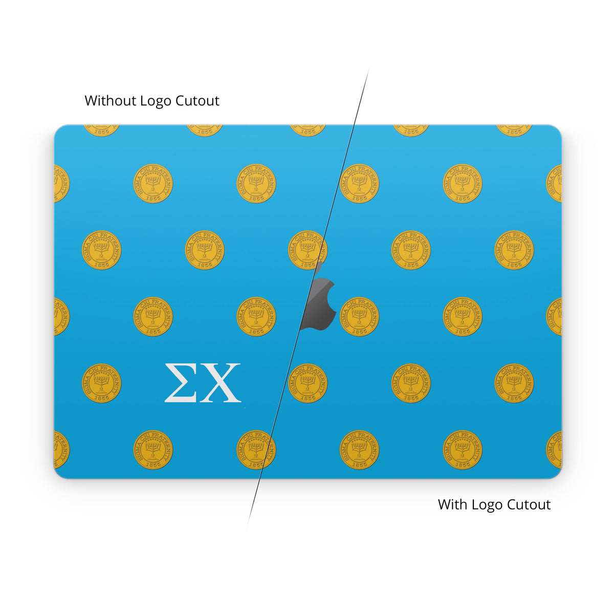 Sigma Chi Seal Pattern with Letters Blue - Apple MacBook Skin