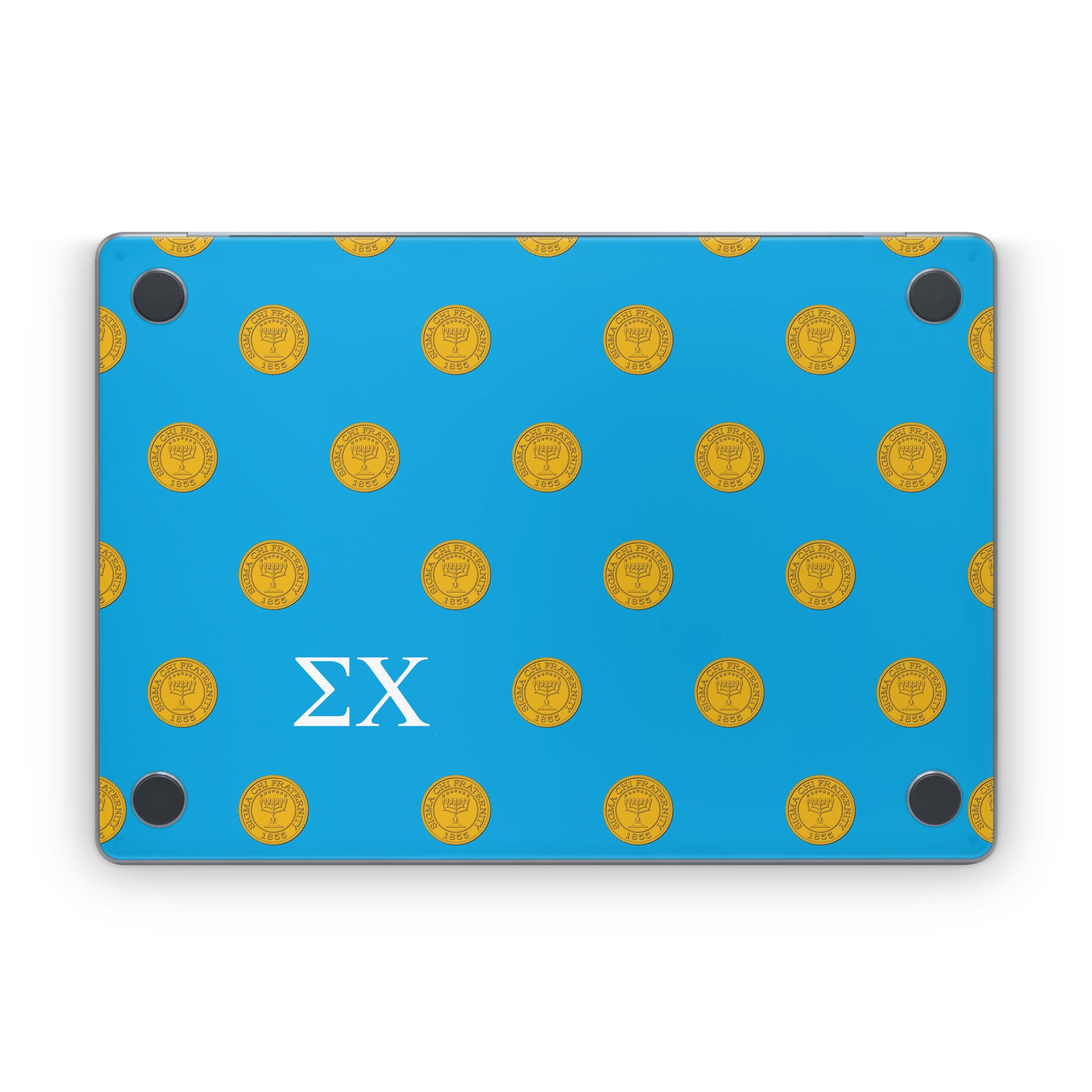 Sigma Chi Seal Pattern with Letters Blue - Apple MacBook Skin