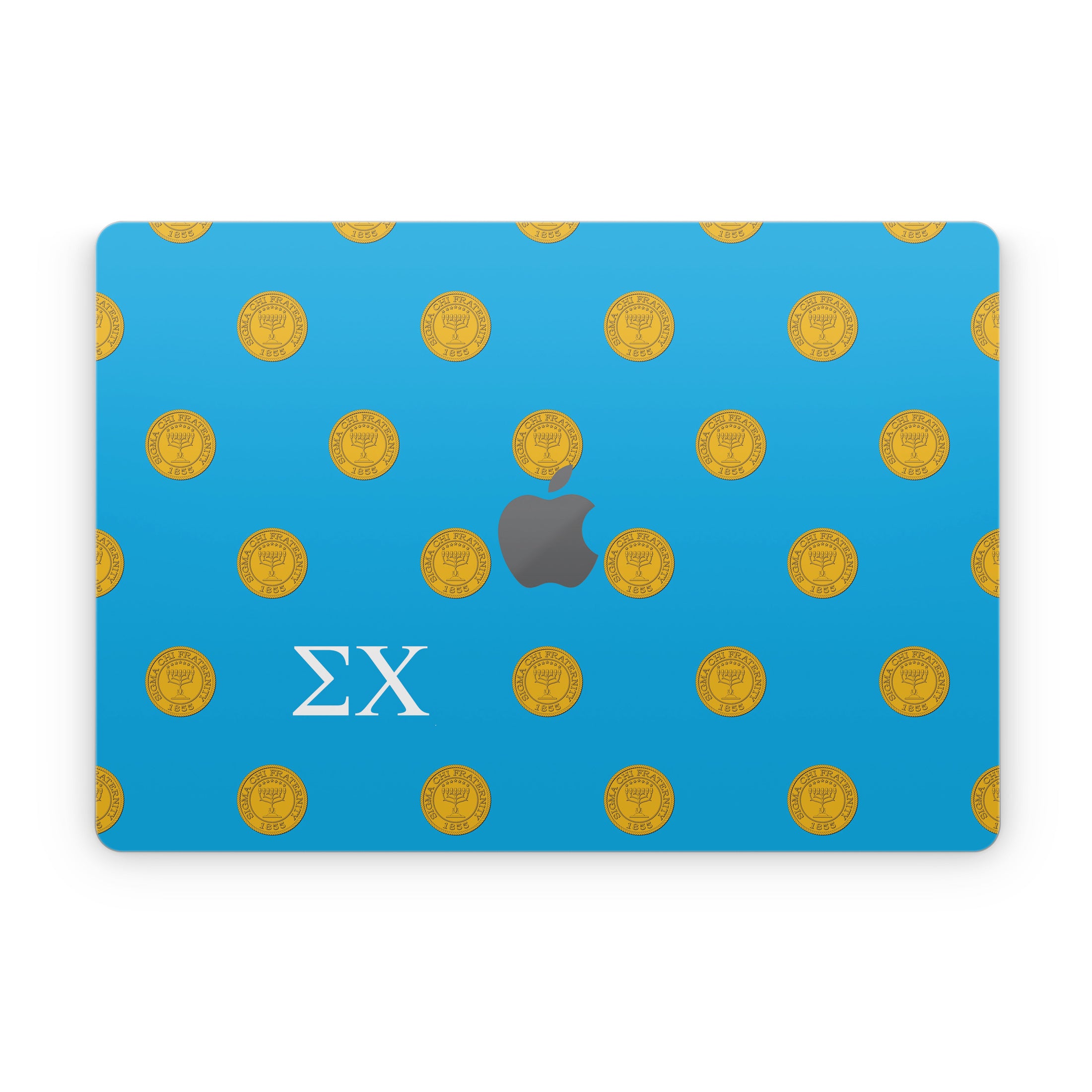 Sigma Chi Seal Pattern with Letters Blue - Apple MacBook Skin