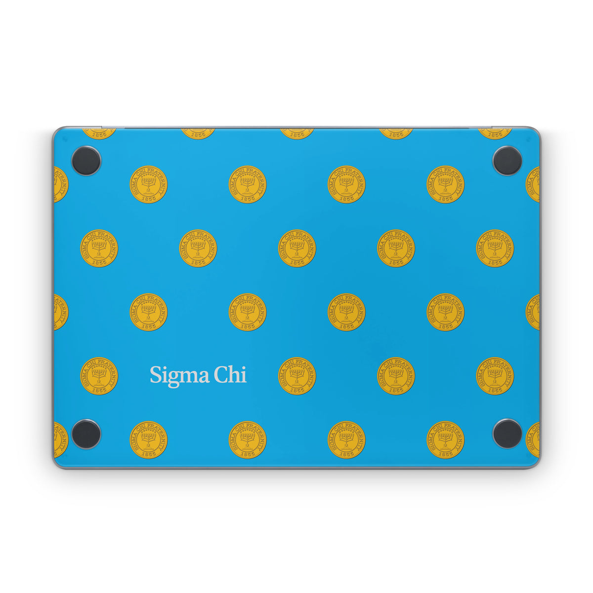 Sigma Chi Seal Pattern with Wordmark Blue - Apple MacBook Skin