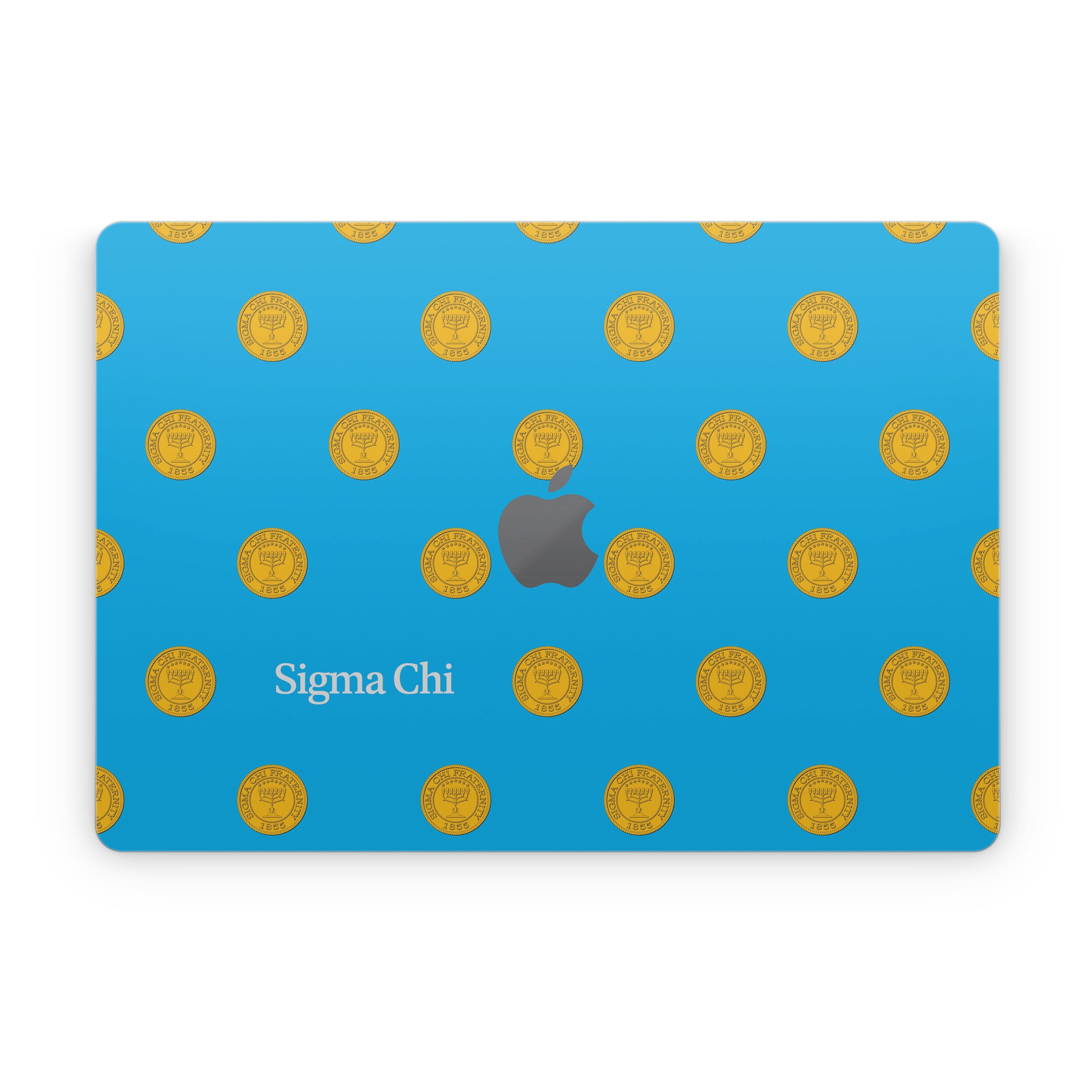 Sigma Chi Seal Pattern with Wordmark Blue - Apple MacBook Skin