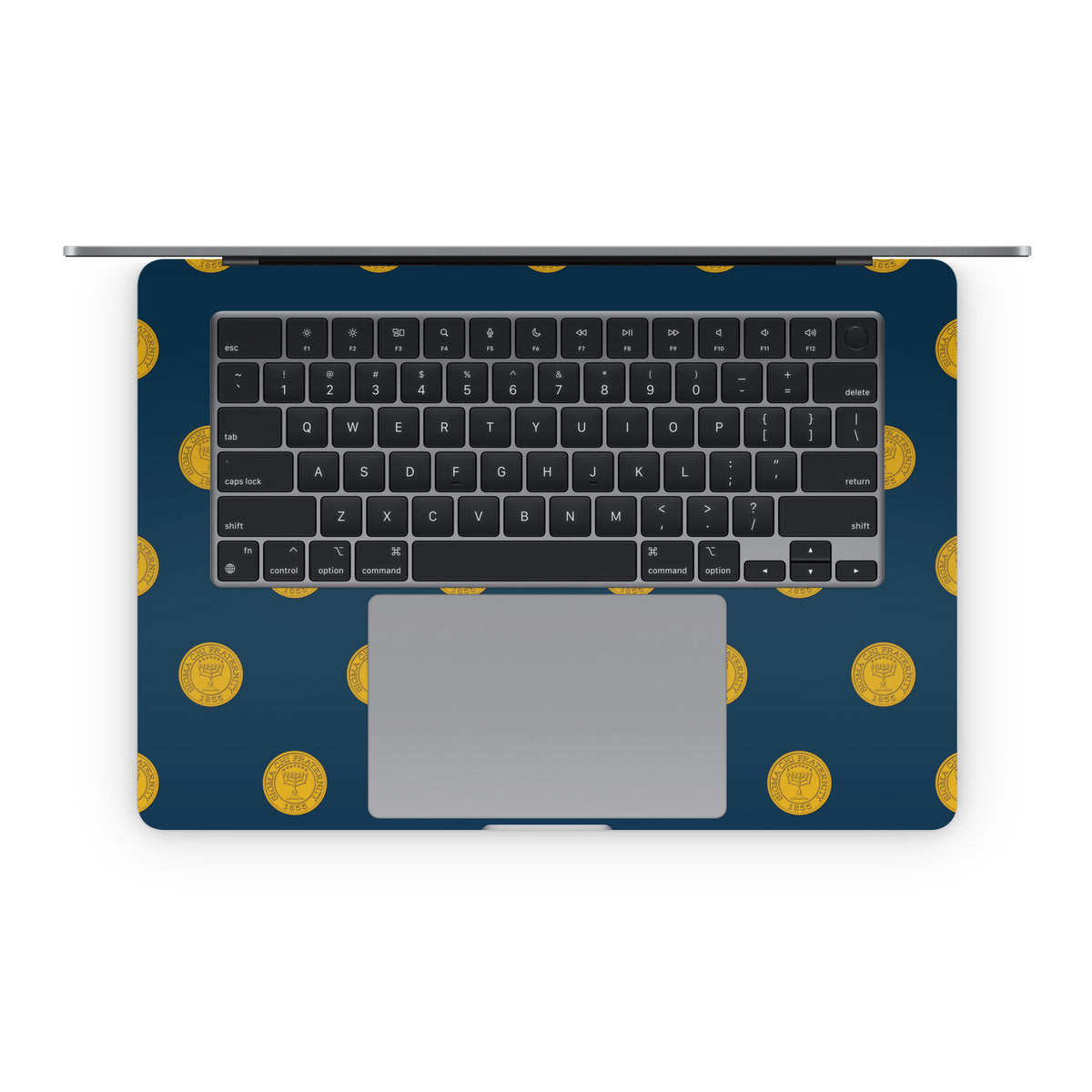 Sigma Chi Seal Pattern with Wordmark Navy - Apple MacBook Skin