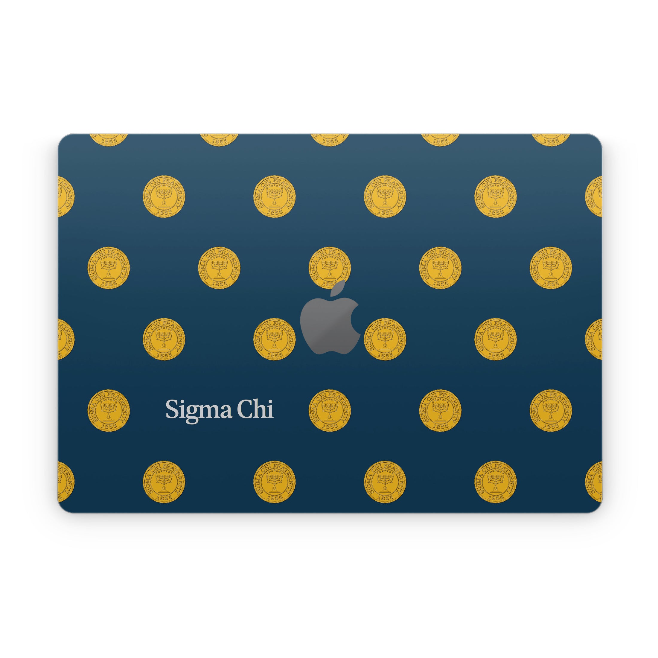 Sigma Chi Seal Pattern with Wordmark Navy - Apple MacBook Skin