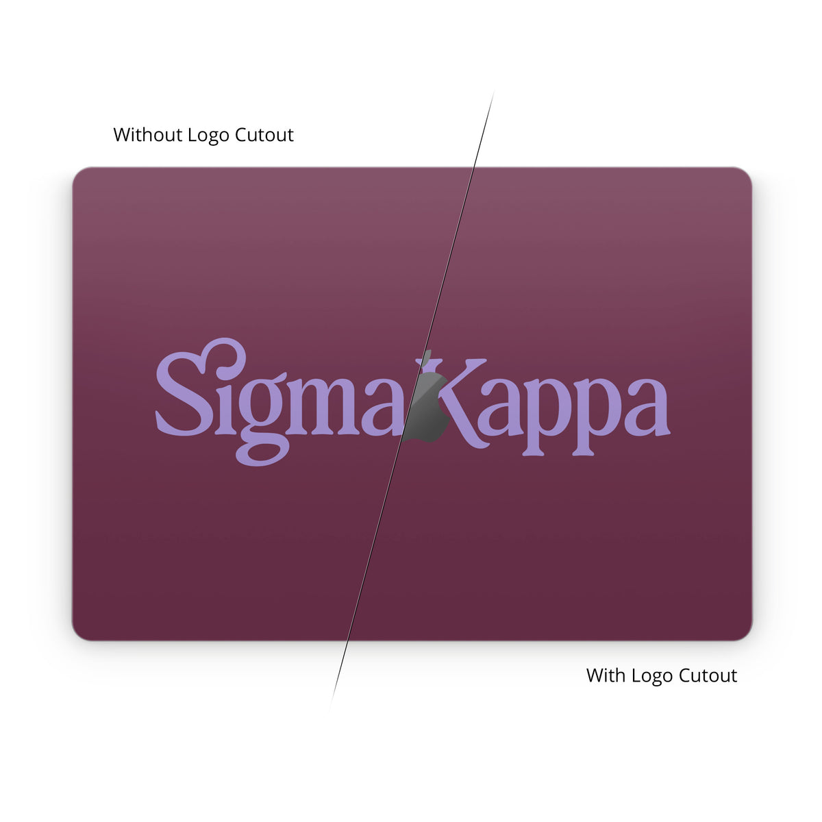 Sigma Kappa Primary Logo Legacy Lavender on Mary Maroon - Apple MacBook Skin