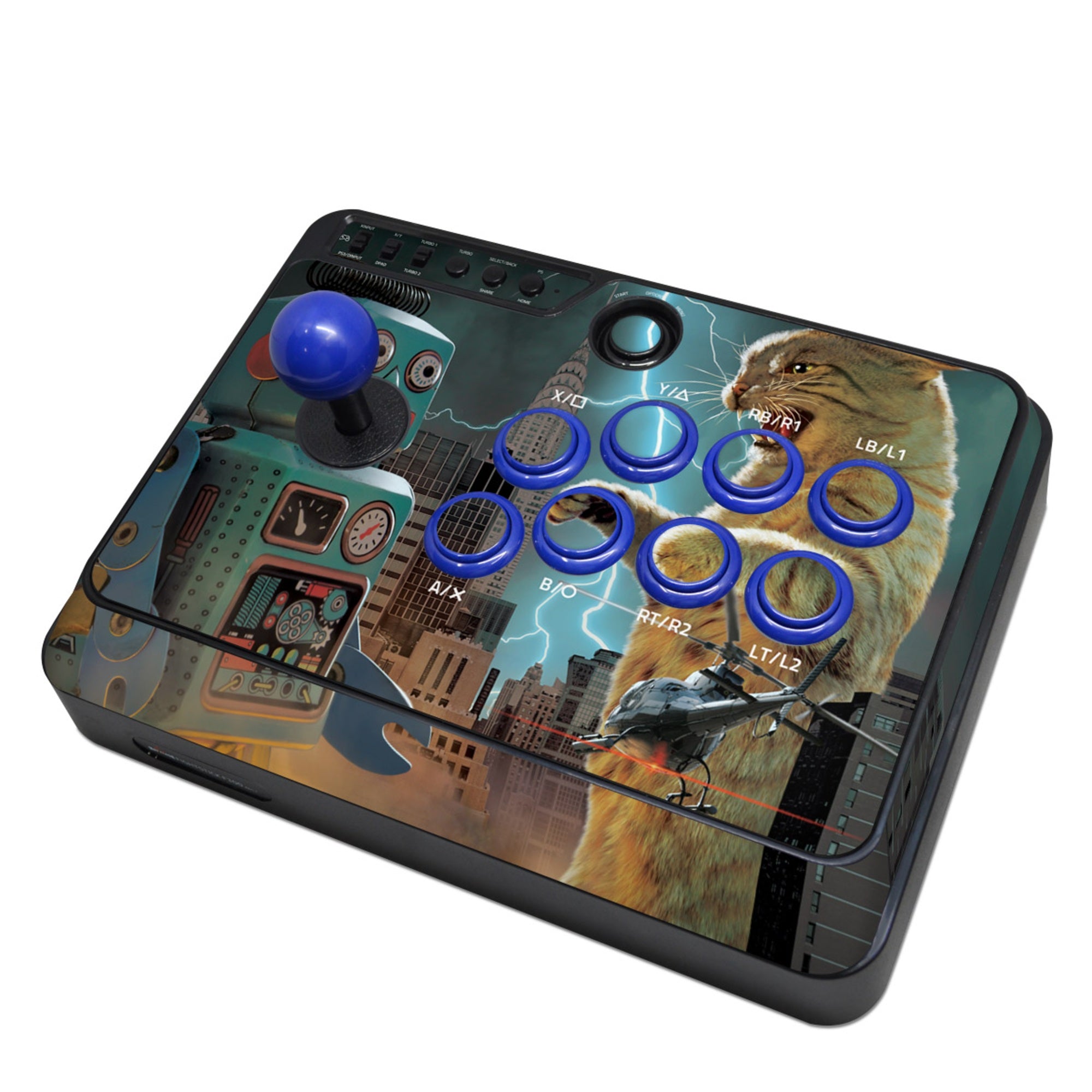 Catzilla Vs Robot - Mayflash F300 Arcade Fight Stick Skin