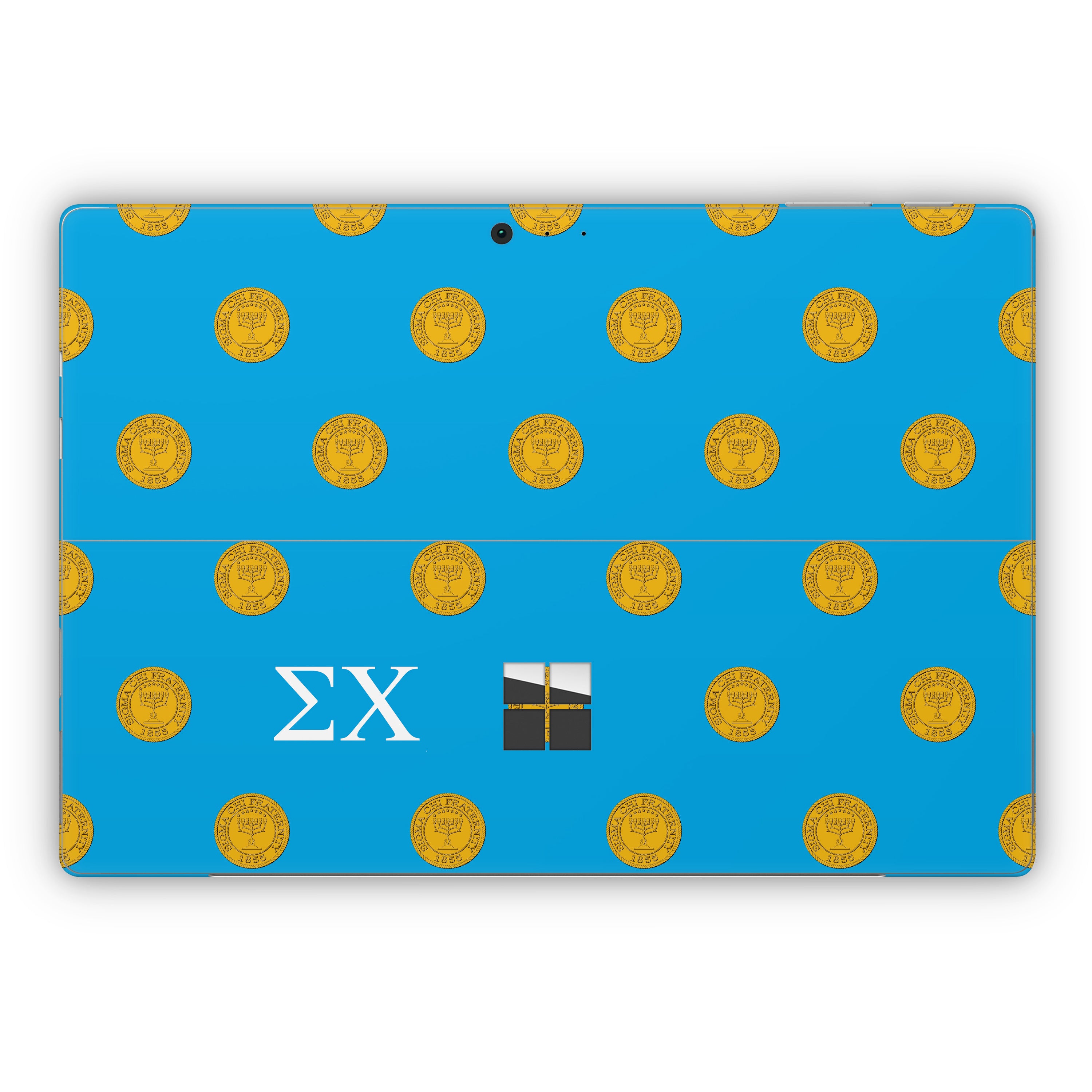 Sigma Chi Seal Pattern with Letters Blue - Microsoft Surface Pro Skin