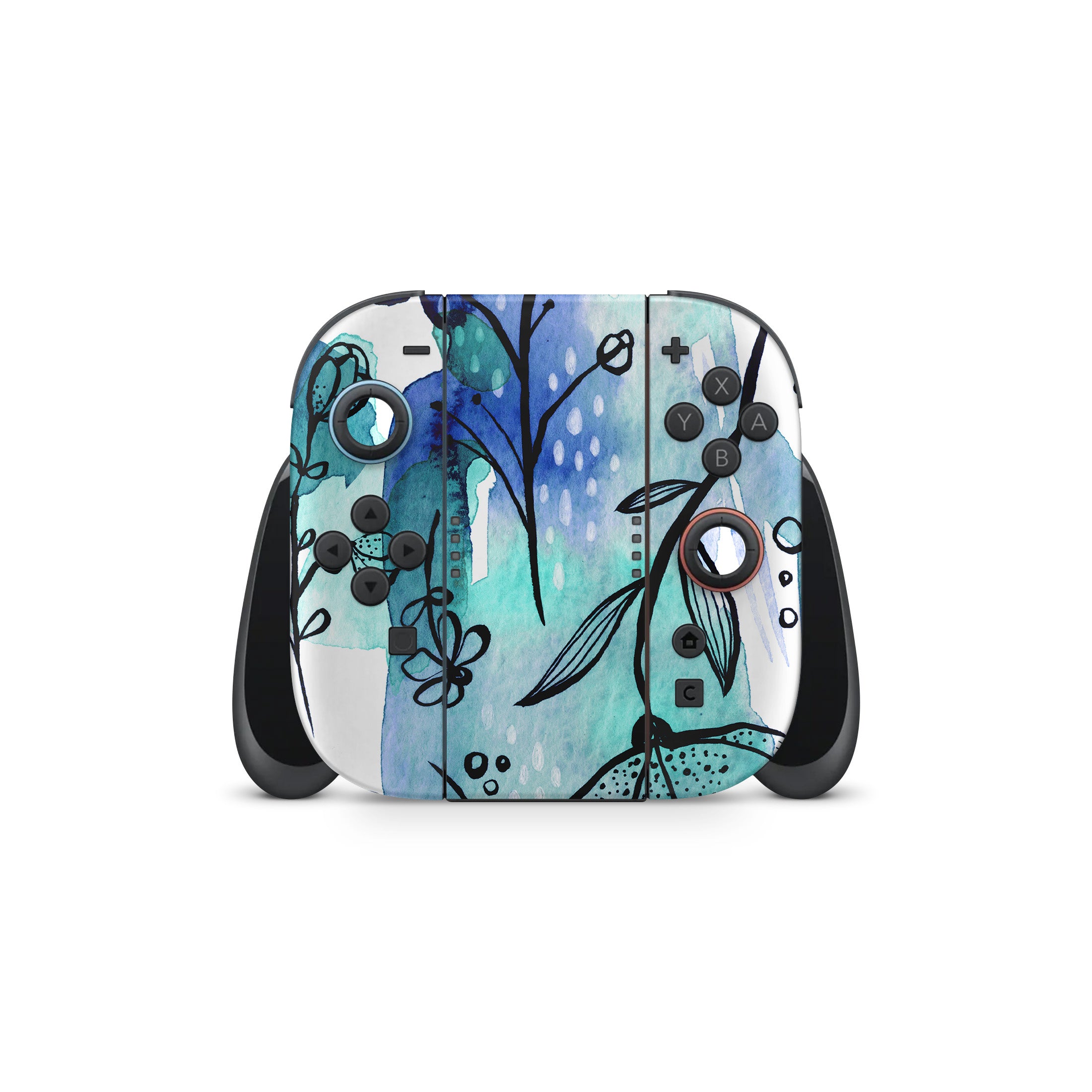 Blue Ink Floral - Nintendo Switch 2 Skin