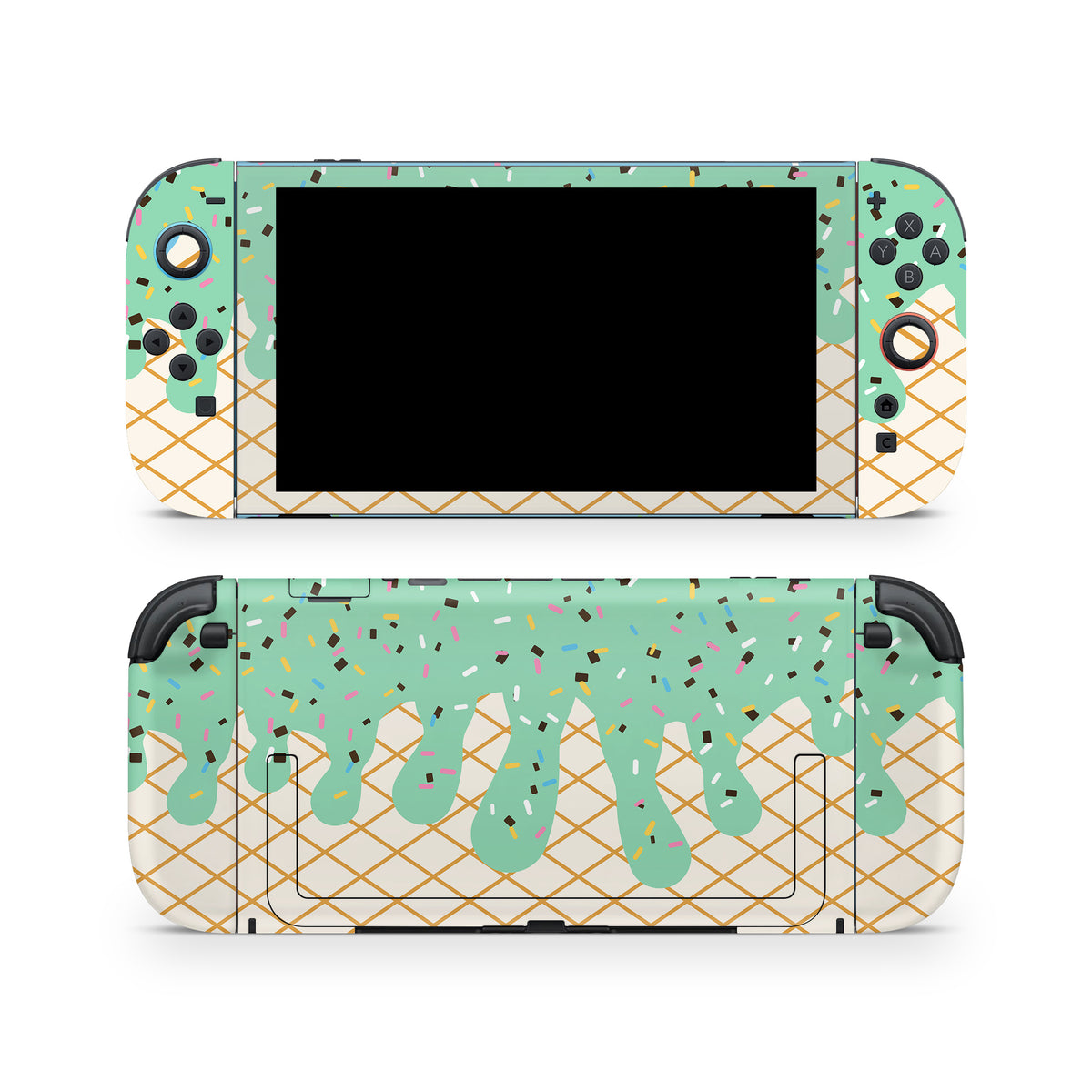 Mint Chocolate Chip Ice Cream Drip - Nintendo Switch 2 Skin