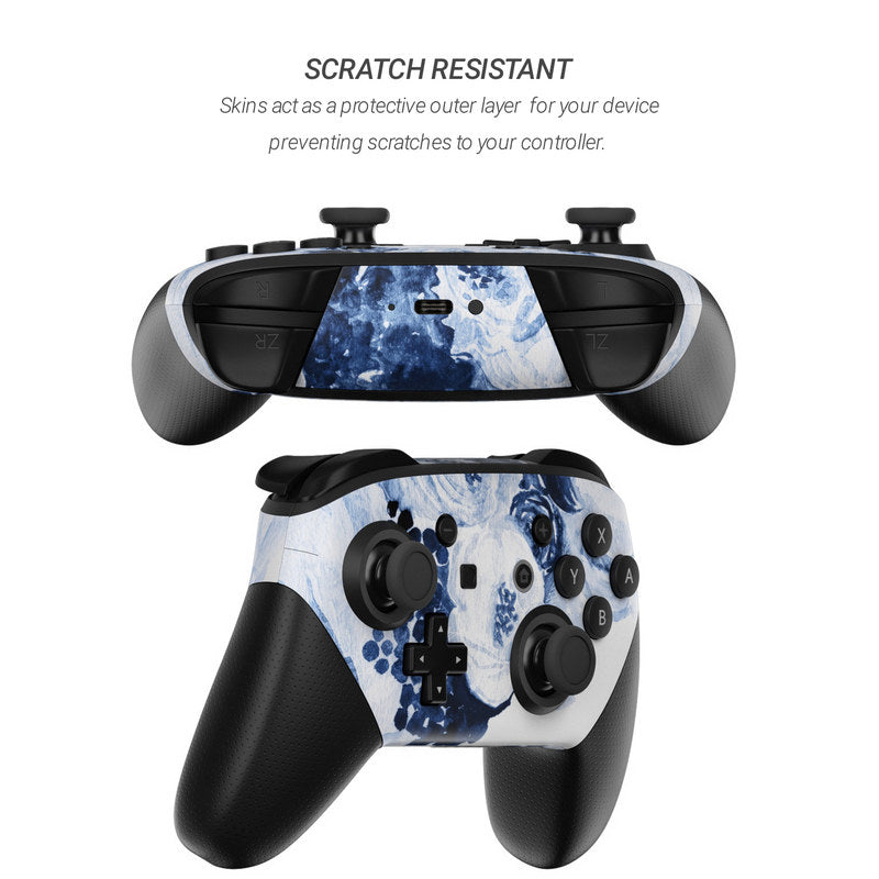 Blue Blooms - Nintendo Switch Pro Controller Skin