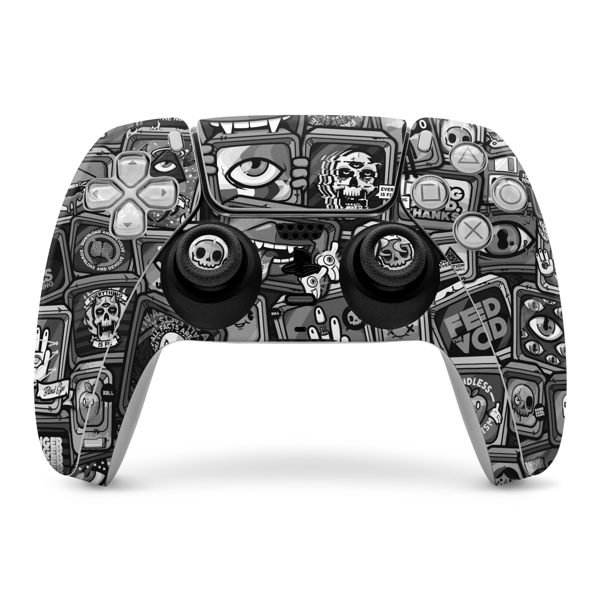 Distraction Tactic B&W - Sony PS5 Controller Skin