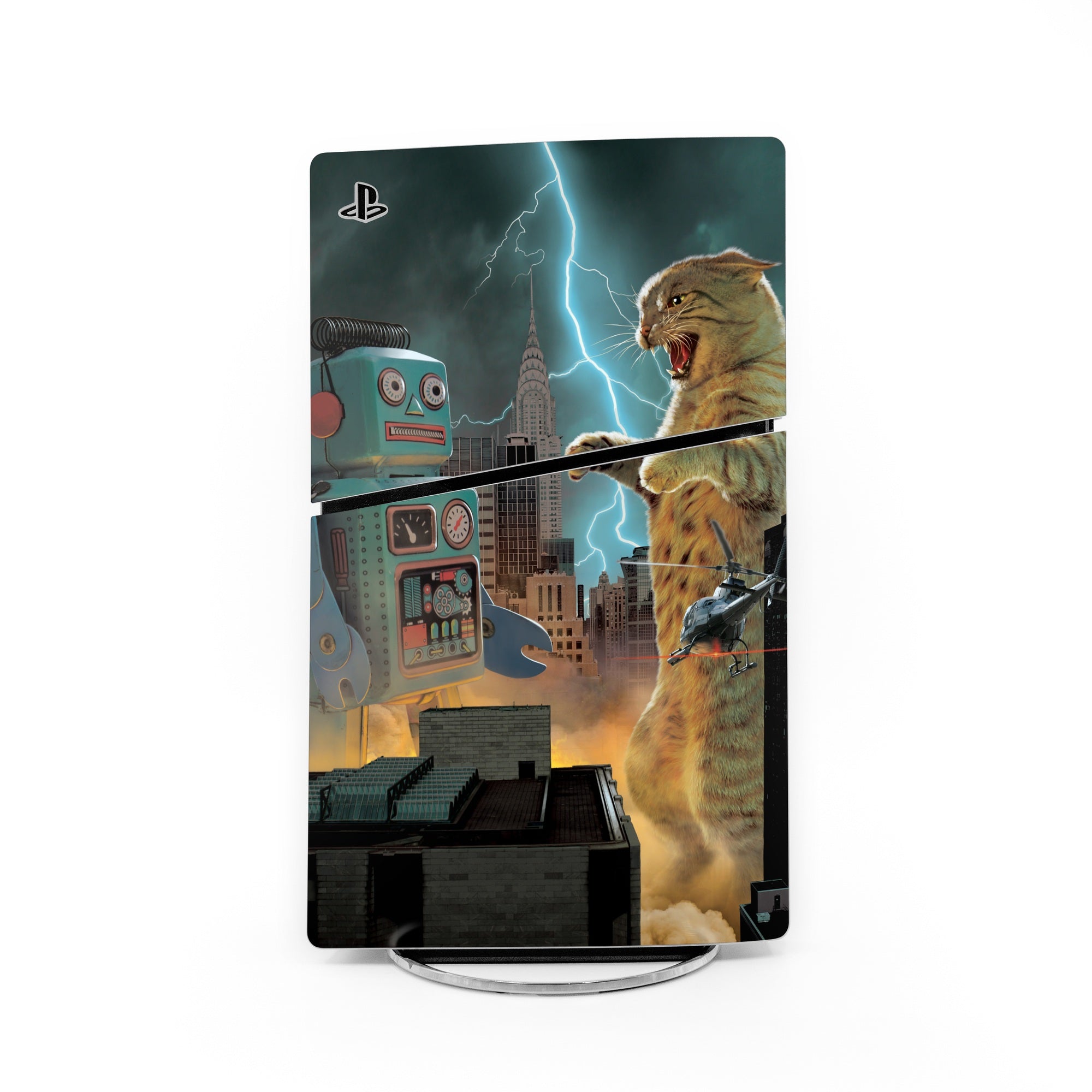 Catzilla Vs Robot - Sony PS5 Slim Skin