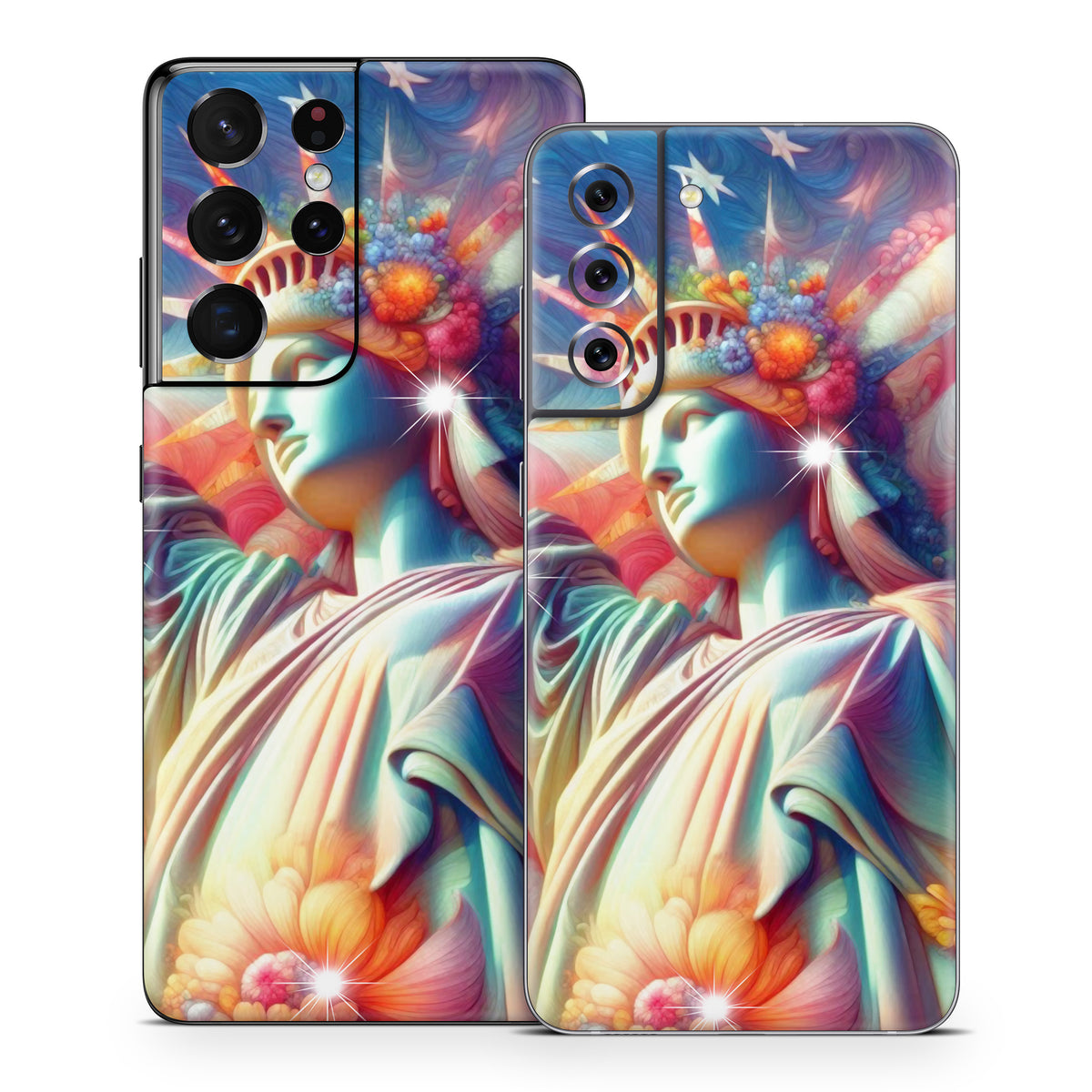 Lady Liberty and Flowers - Samsung Galaxy S21 Skin