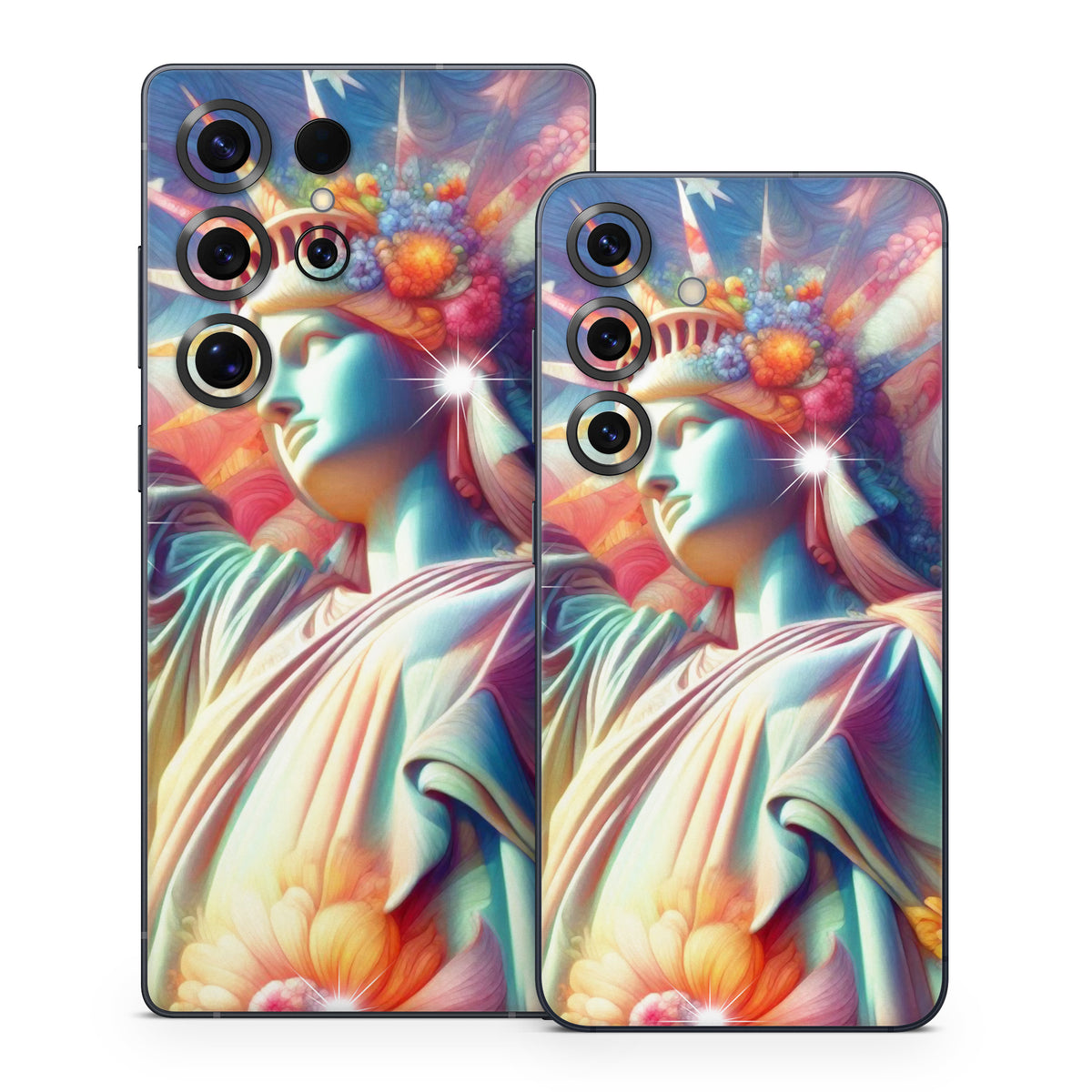 Lady Liberty and Flowers - Samsung Galaxy S25 Skin