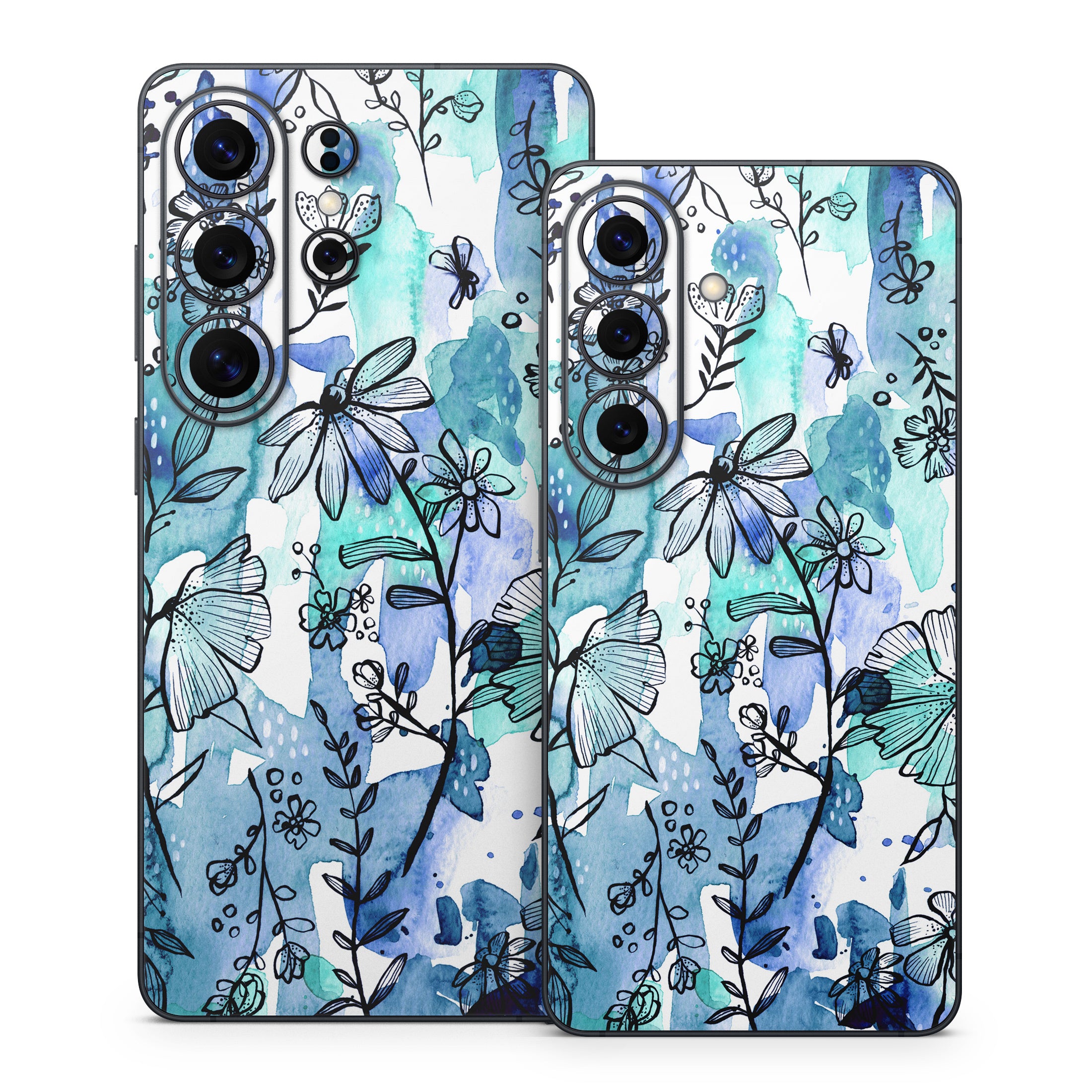Blue Ink Floral - Samsung Galaxy S26 Skin