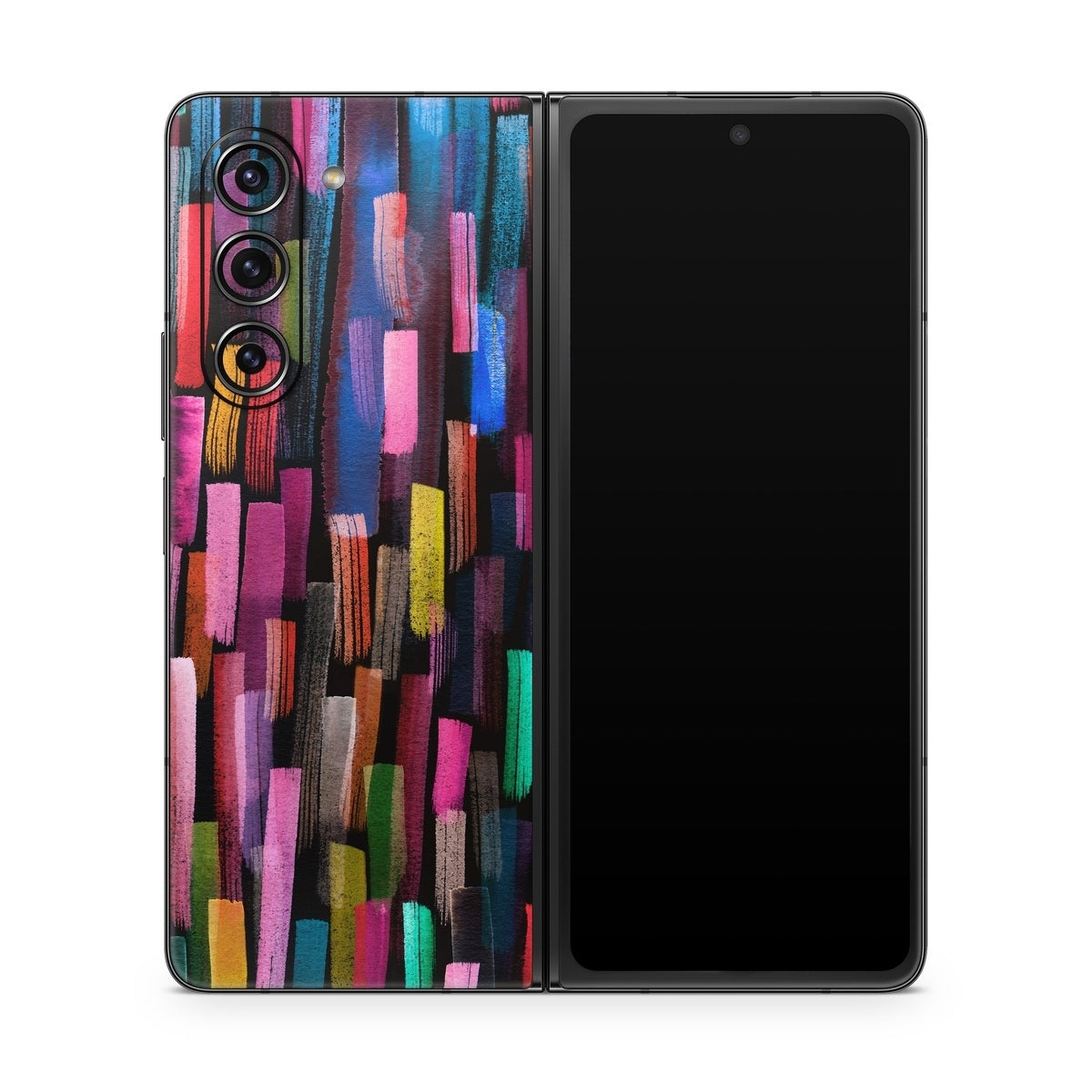 Colorful Brushstrokes Black - Samsung Galaxy Z Fold5 Skin