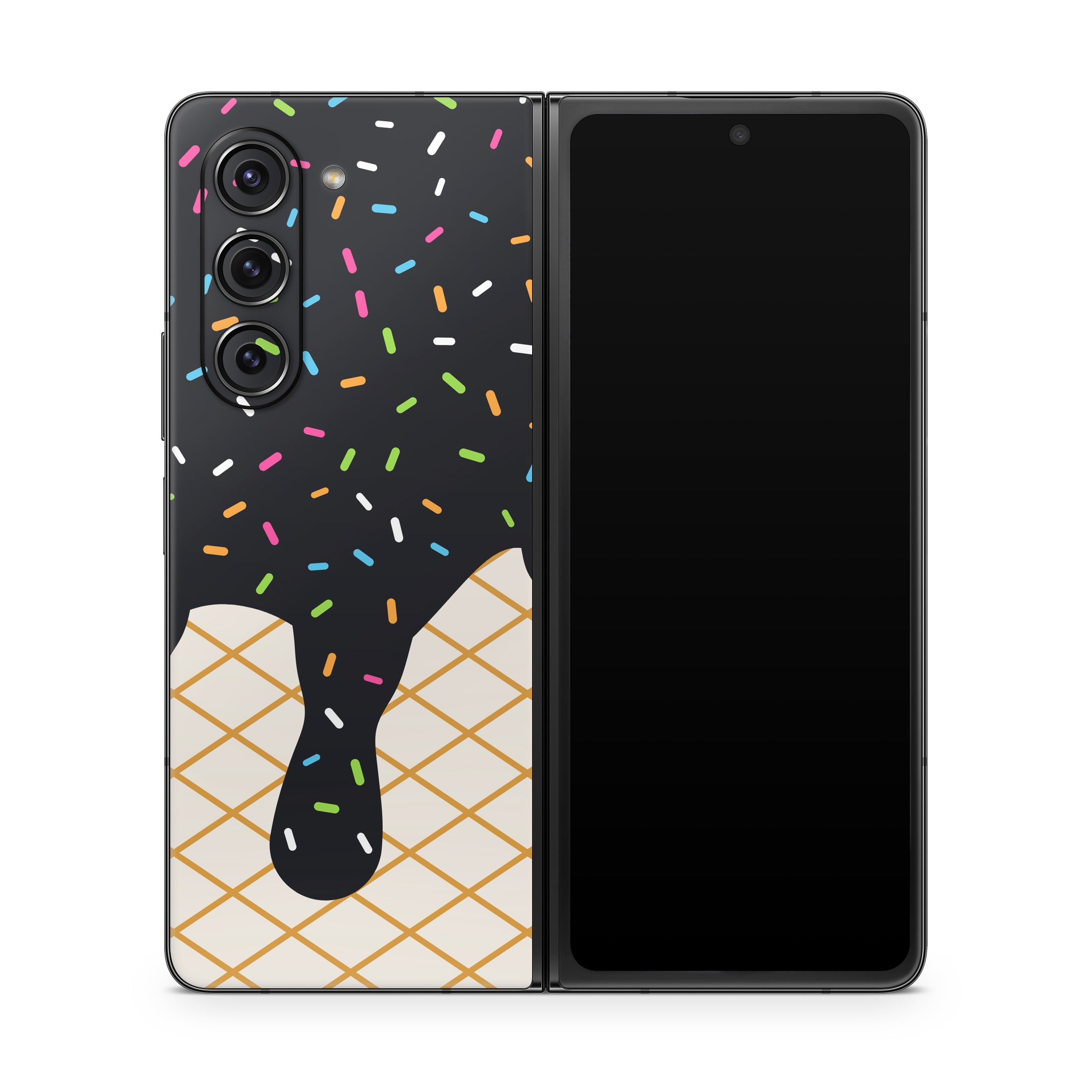 Black Ice Cream Drip - Samsung Galaxy Z Fold5 Skin