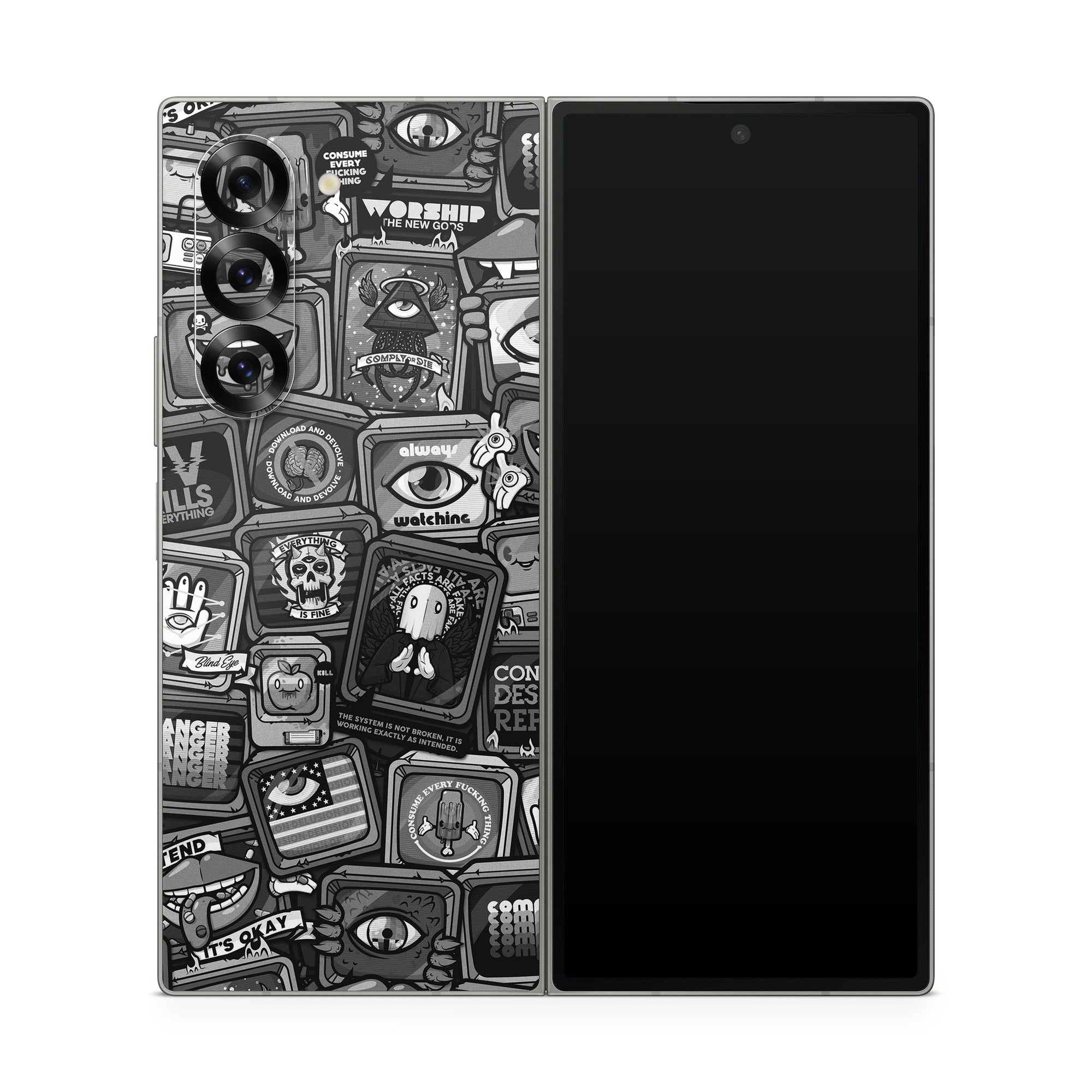 Distraction Tactic B&W - Samsung Galaxy Z Fold6 Skin