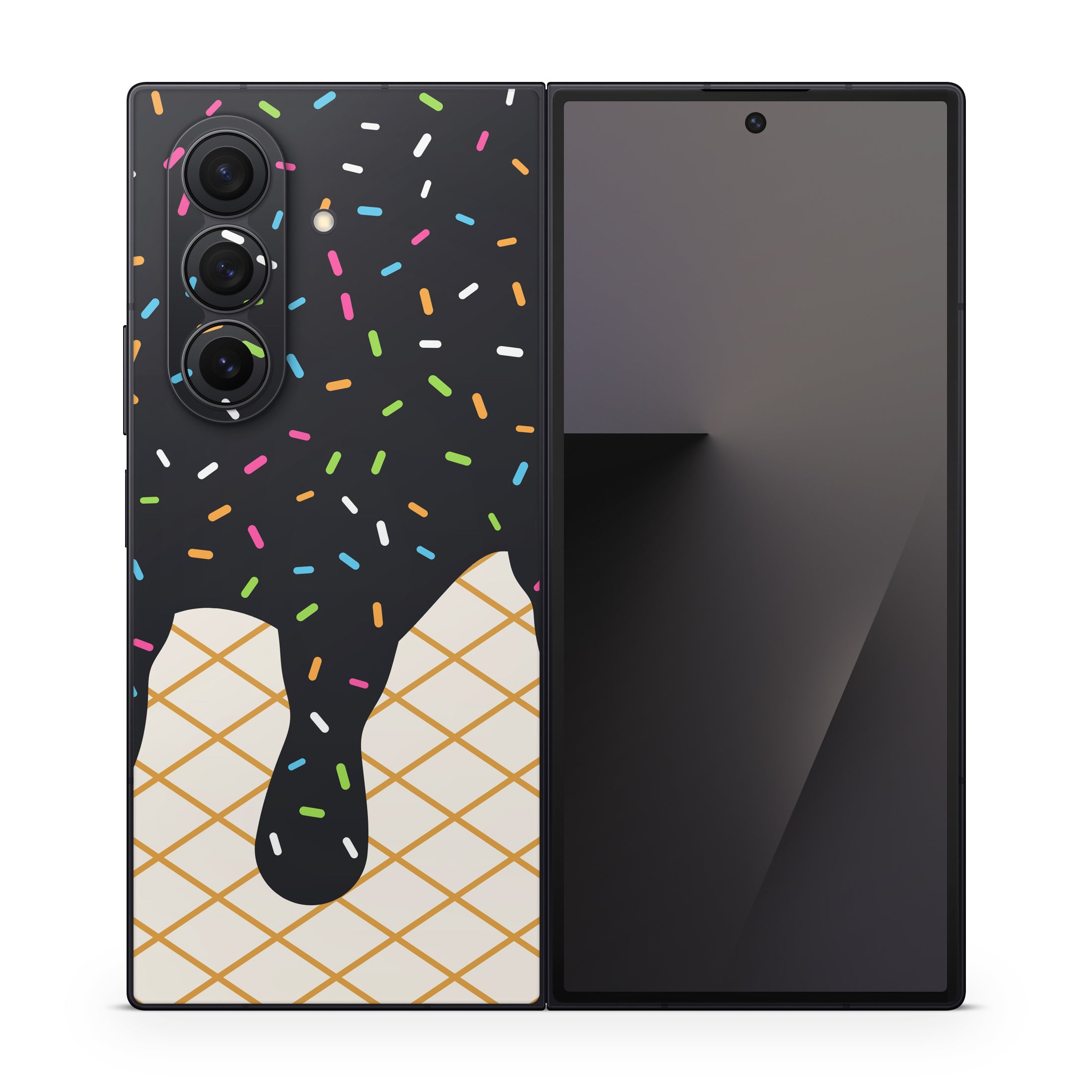 Black Ice Cream Drip - Samsung Galaxy Z Fold7 Skin