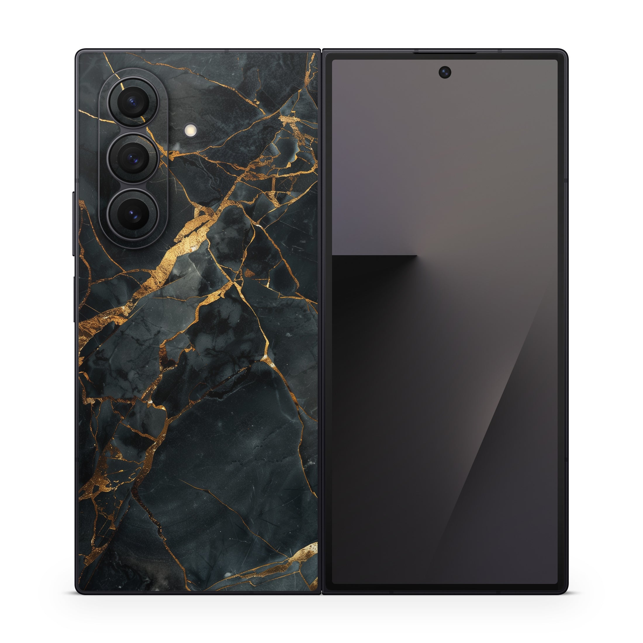 Repaired Black Marble - Samsung Galaxy Z Fold7 Skin