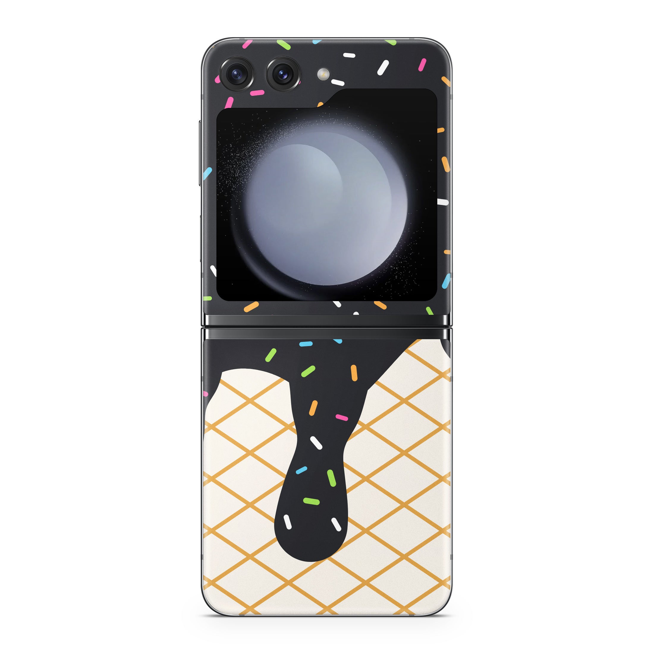 Black Ice Cream Drip - Samsung Galaxy Z Flip5 Skin