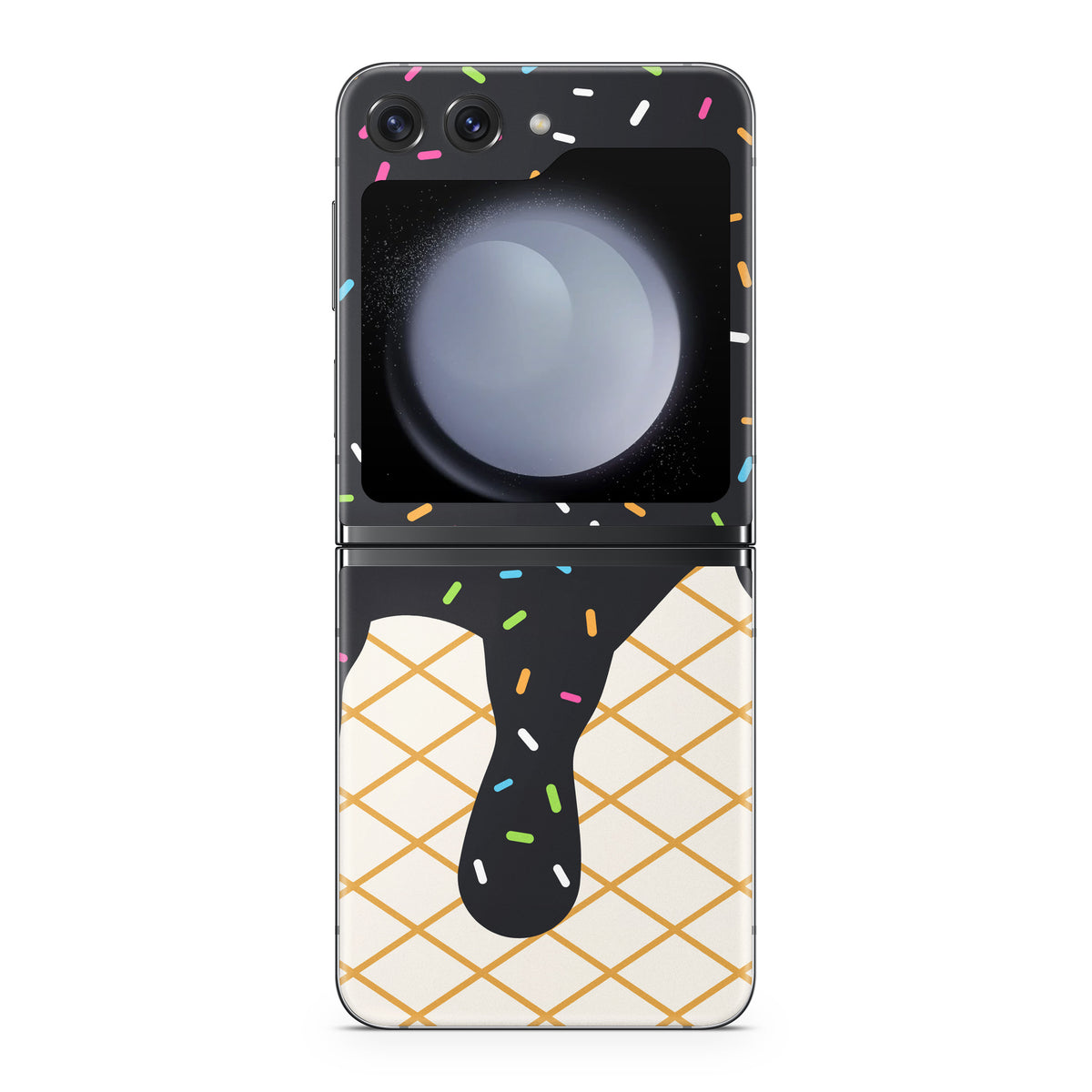 Black Ice Cream Drip - Samsung Galaxy Z Flip5 Skin