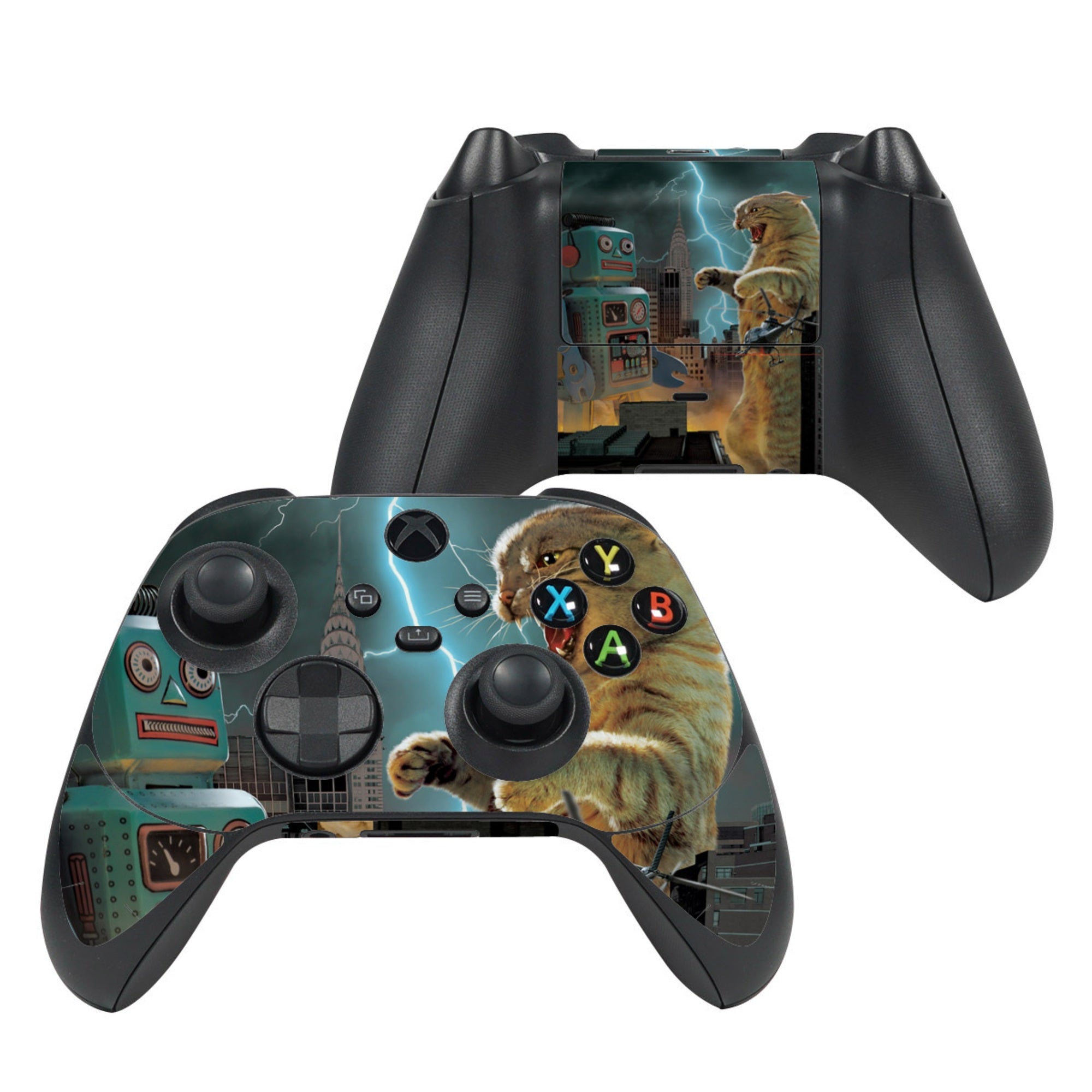 Catzilla Vs Robot - Microsoft Xbox Series X Controller Skin