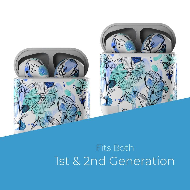 Blue Ink Floral - Apple AirPods Skin