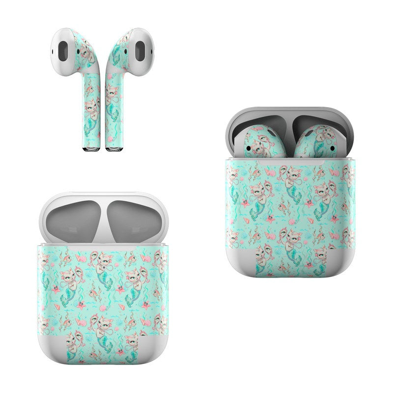 Merkittens with Pearls Aqua - Apple AirPods Skin