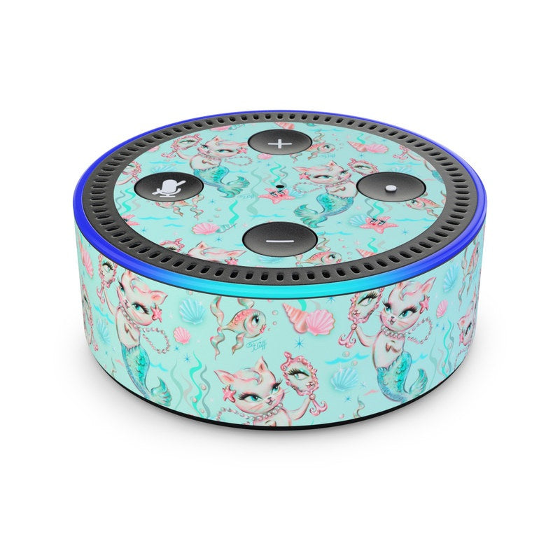 Merkittens with Pearls Aqua - Amazon Echo Dot (2nd Gen) Skin