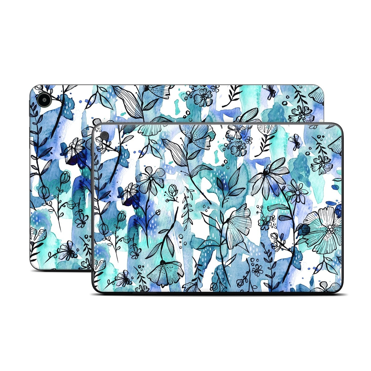 Blue Ink Floral - Amazon Fire Skin