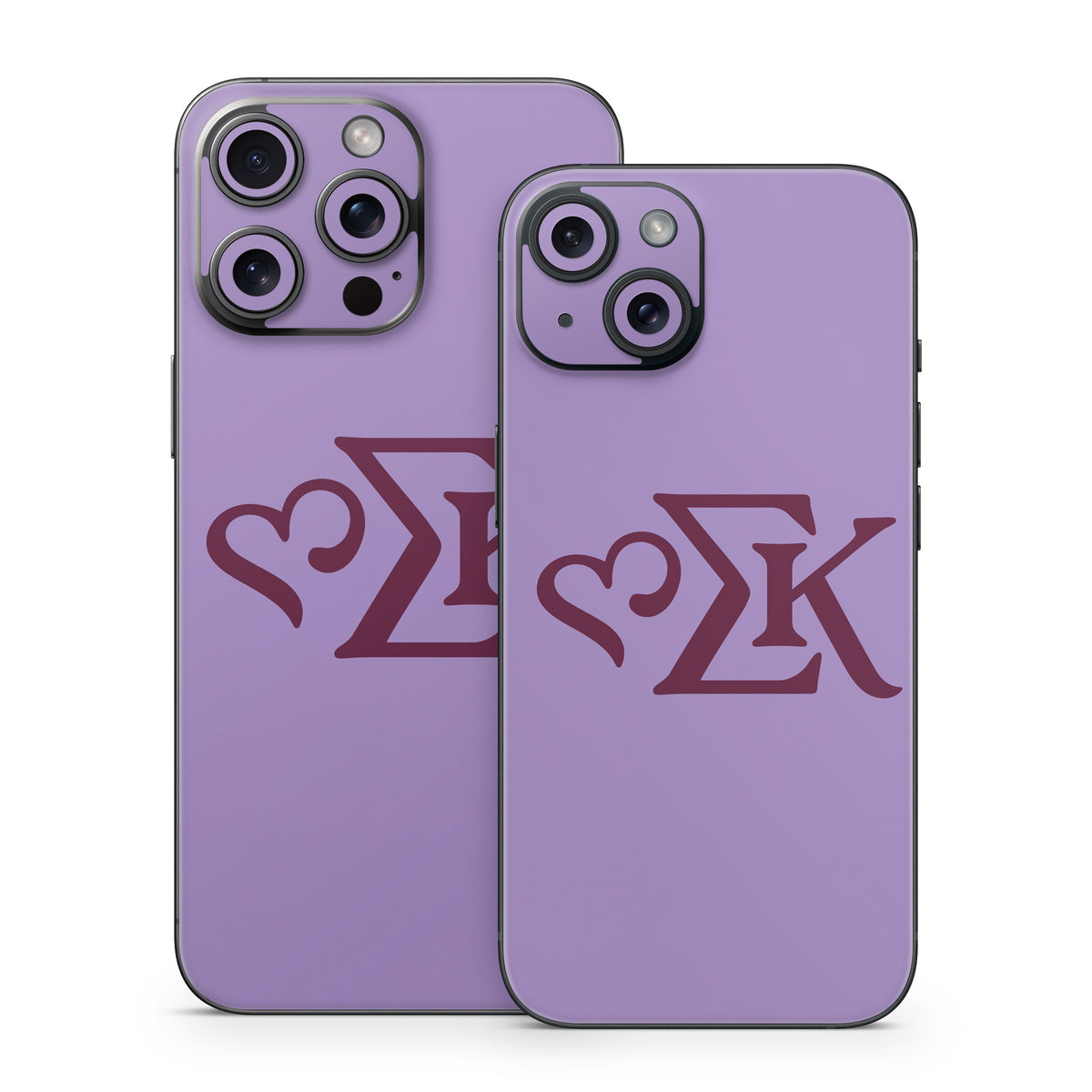 Sigma Kappa Greek Letters Mary Maroon on Legacy Lavender - Apple iPhone 15 Skin