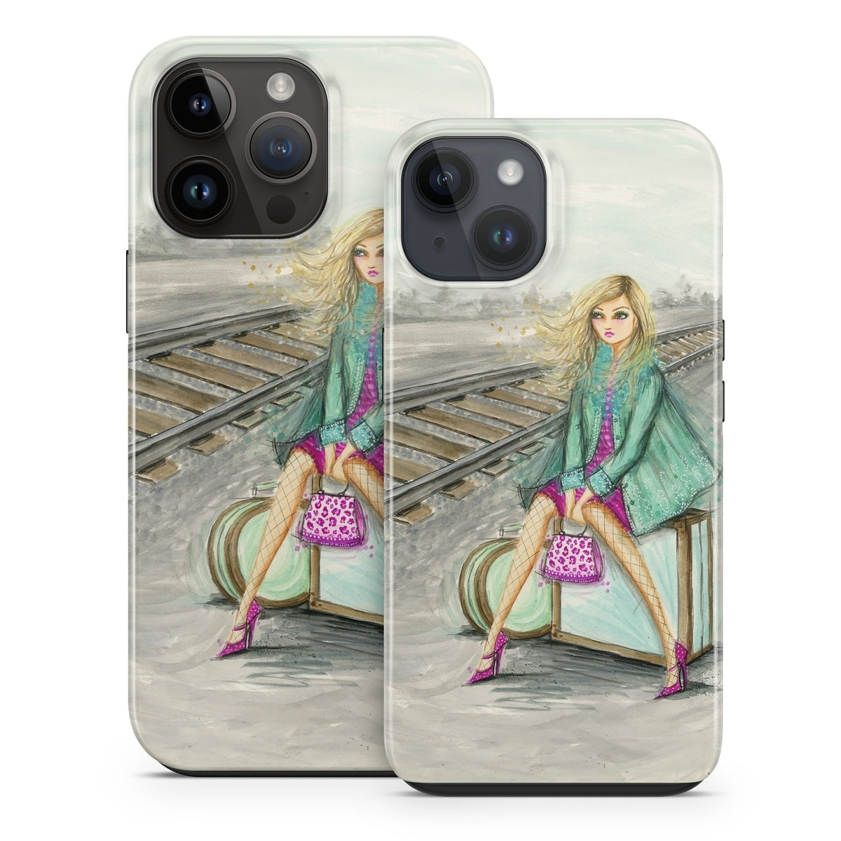 Lulu Waiting by the Train Tracks - Apple iPhone 15 Tough Case