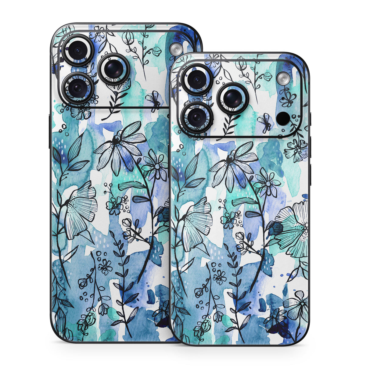 Blue Ink Floral - Apple iPhone 18 Skin