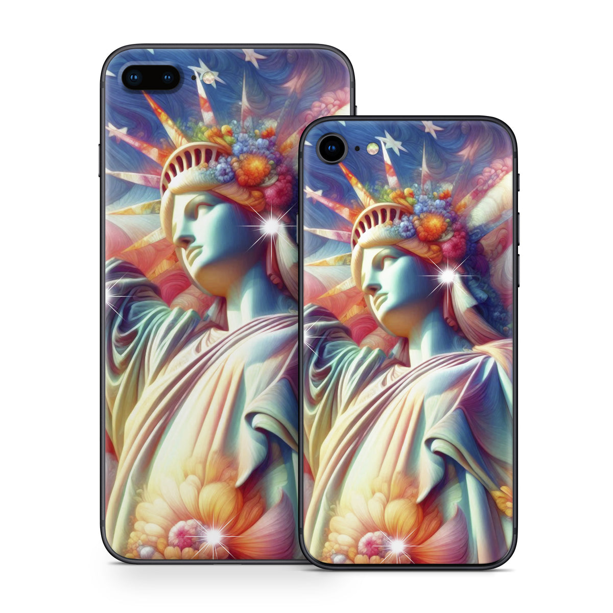 Lady Liberty and Flowers - Apple iPhone 8 Skin