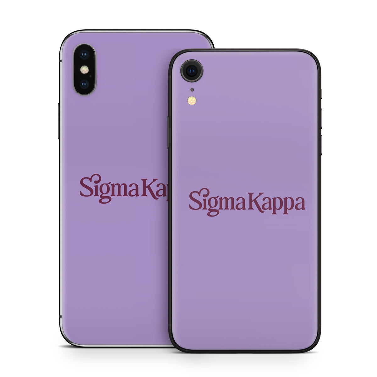 Sigma Kappa Primary Logo Mary Maroon on Legacy Lavender - Apple iPhone X Skin
