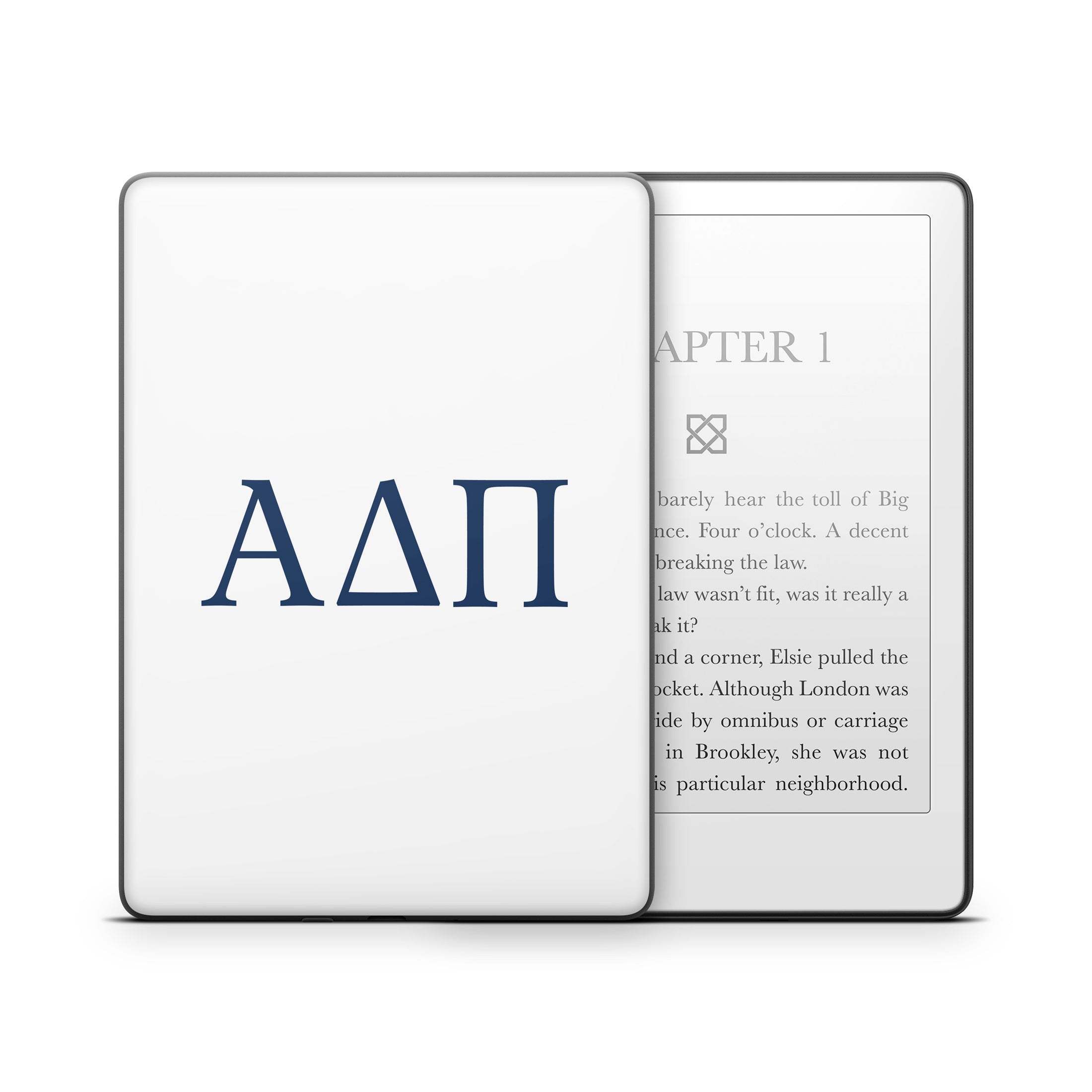 Alpha Delta Pi Greek Letters White - Amazon Kindle Skin