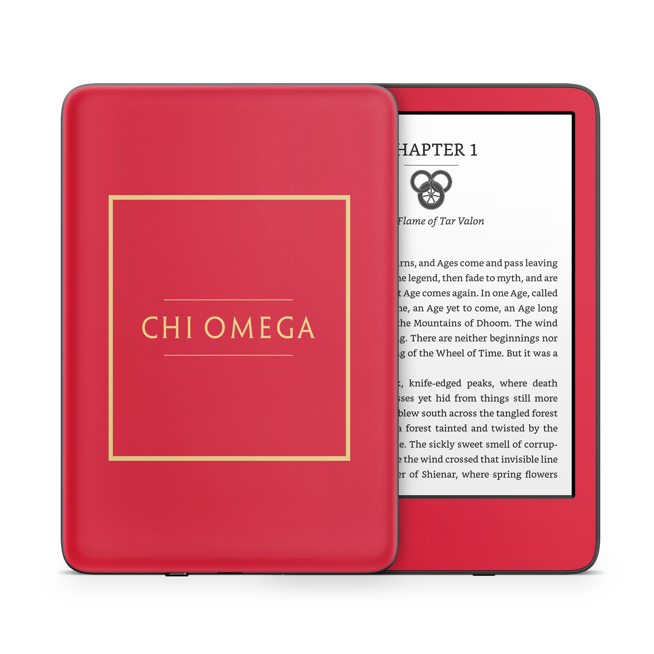 Chi Omega Cardinal with Border - Amazon Kindle Skin