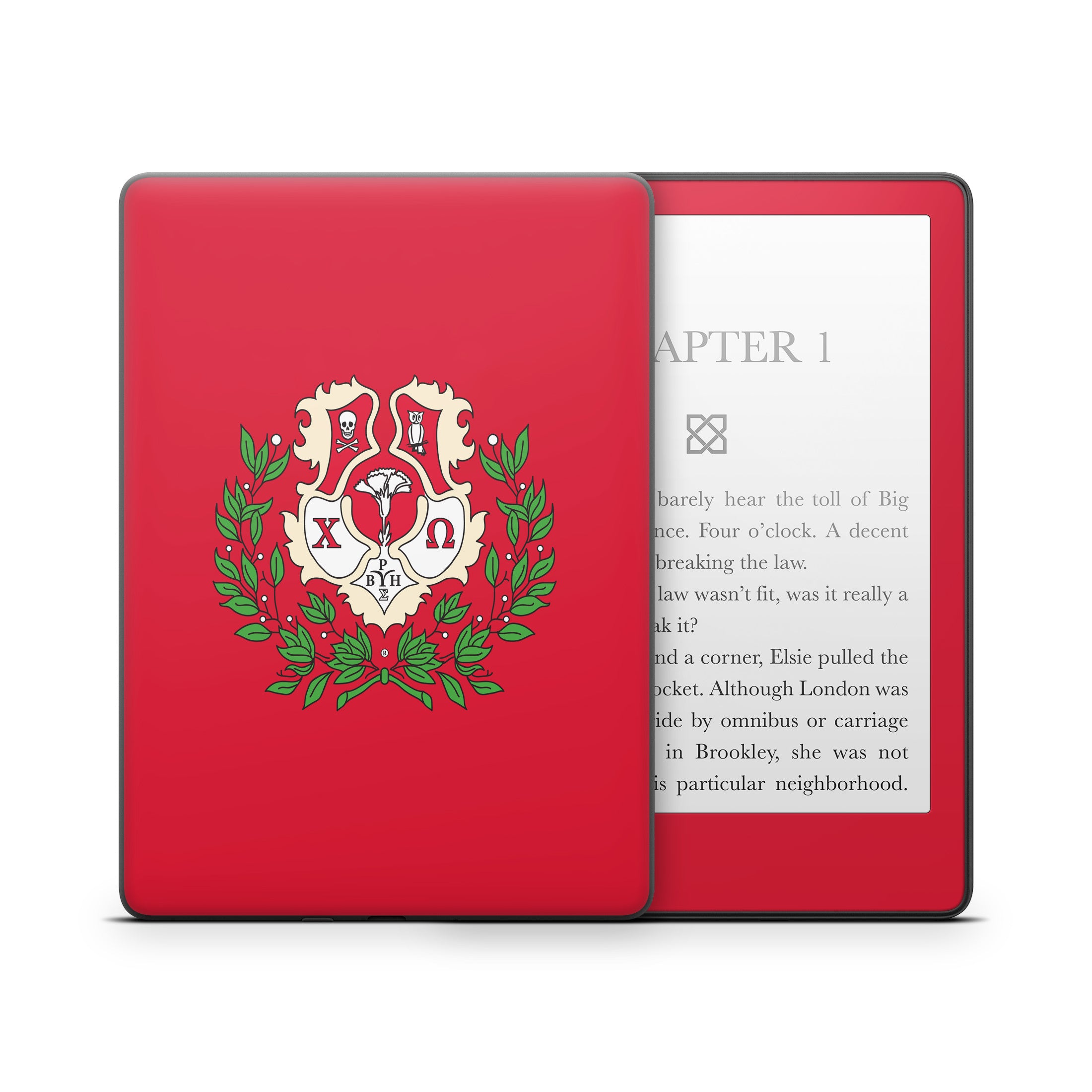 Chi Omega Crest Cardinal - Amazon Kindle Skin