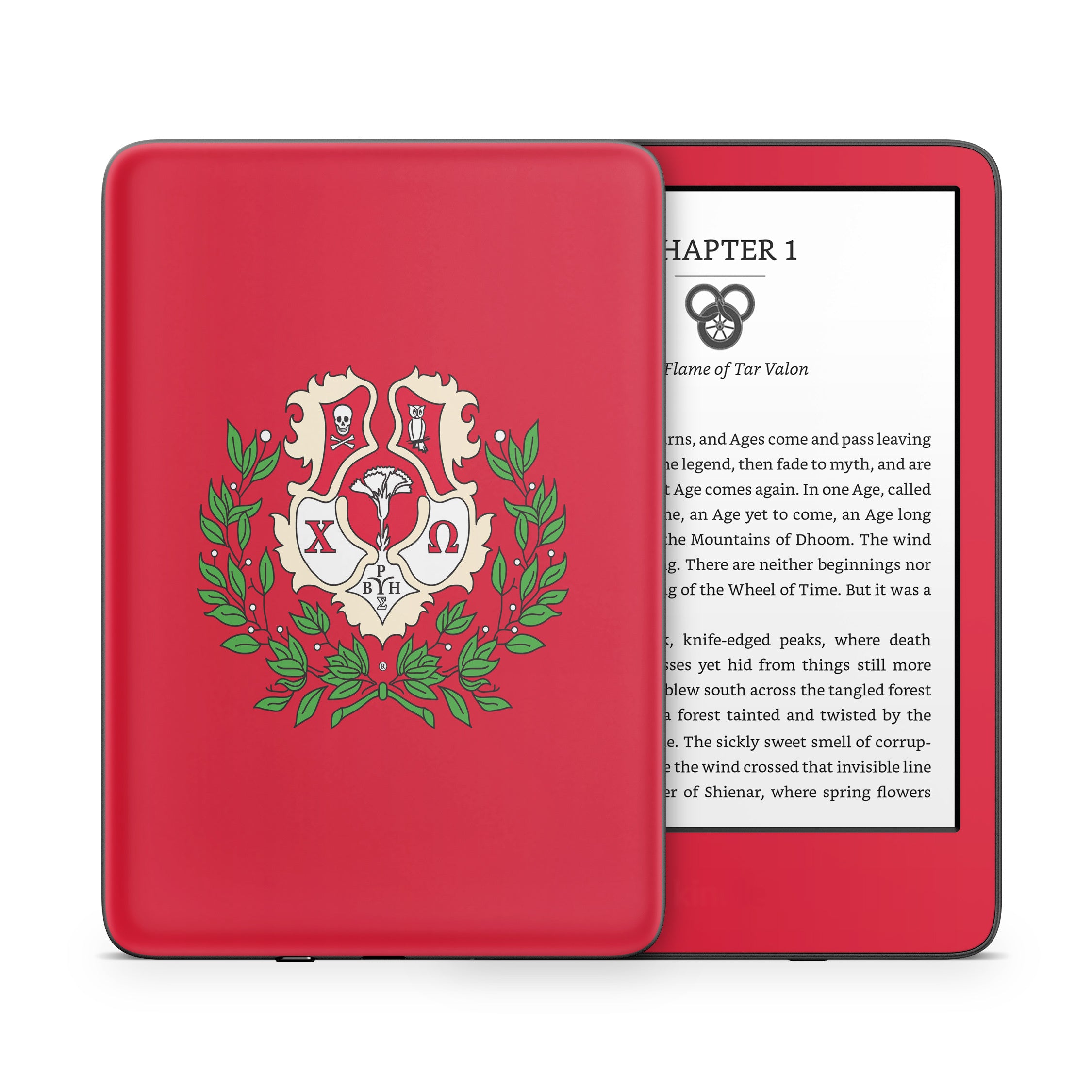 Chi Omega Crest Cardinal - Amazon Kindle Skin