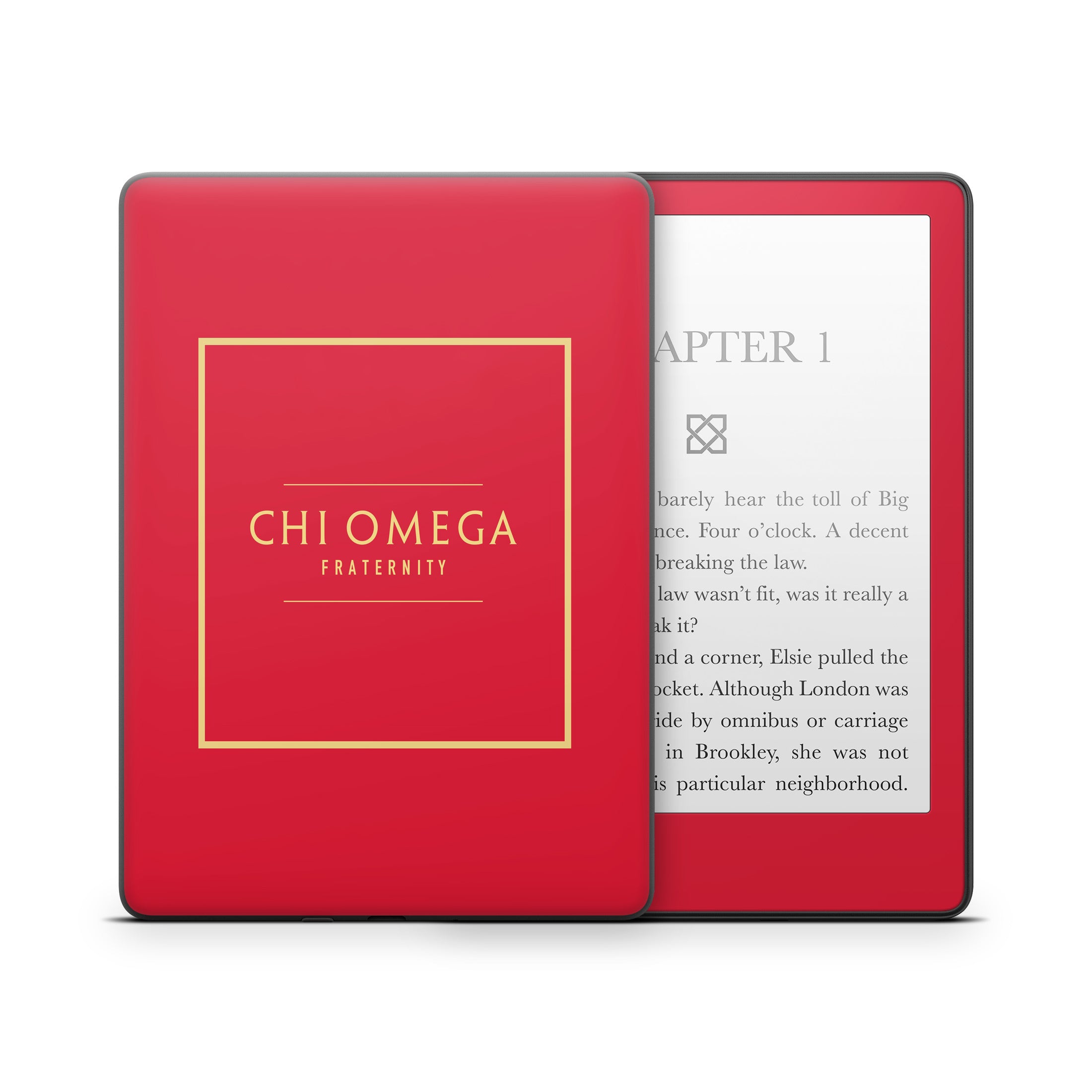 Chi Omega Fraternity Cardinal with Border - Amazon Kindle Skin