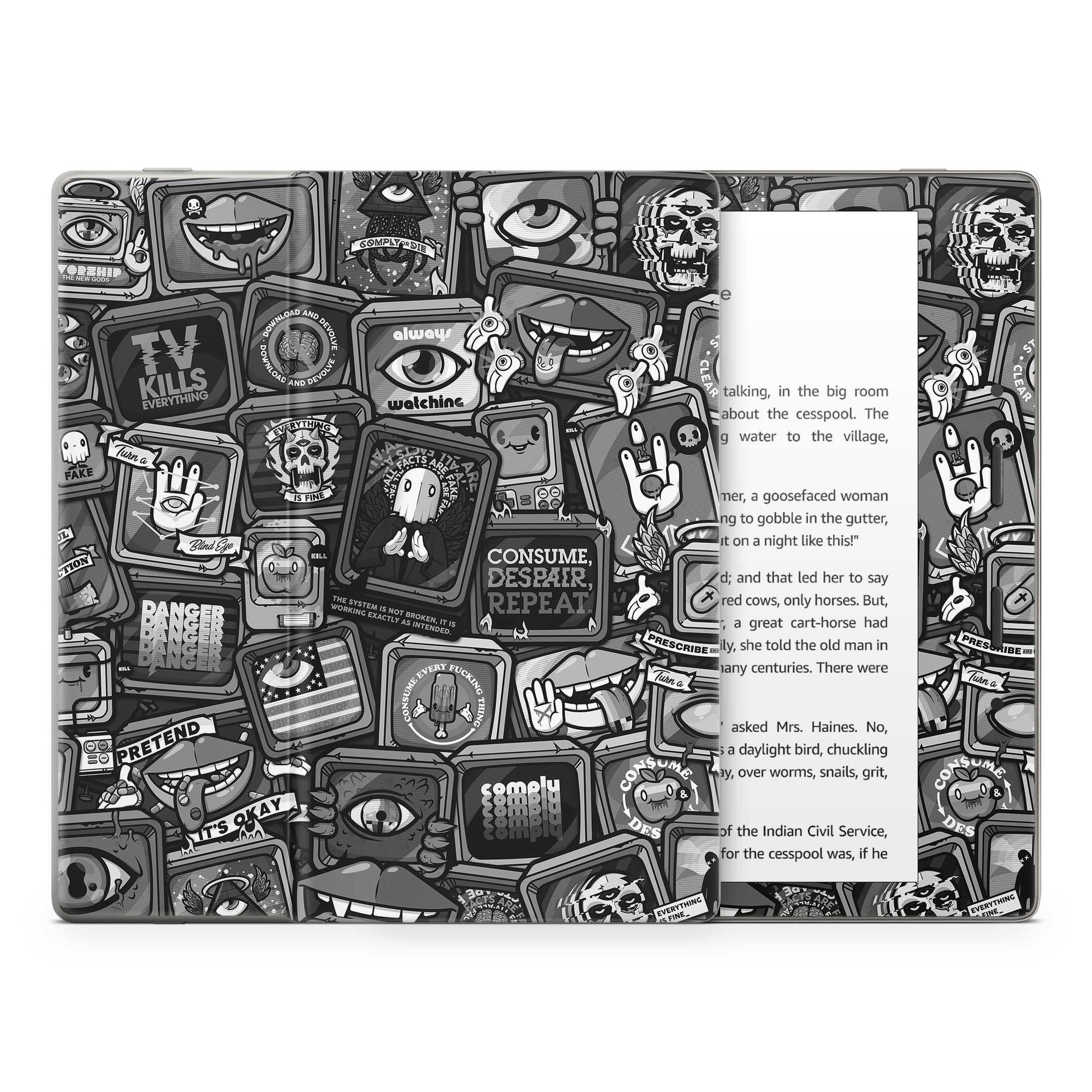 Distraction Tactic B&W - Amazon Kindle Skin
