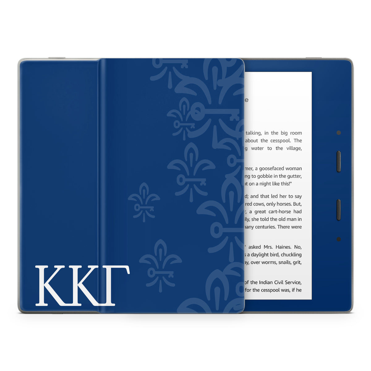 Kappa Kappa Gamma Letters and Fleur De Key Gamma Blue - Amazon Kindle Skin
