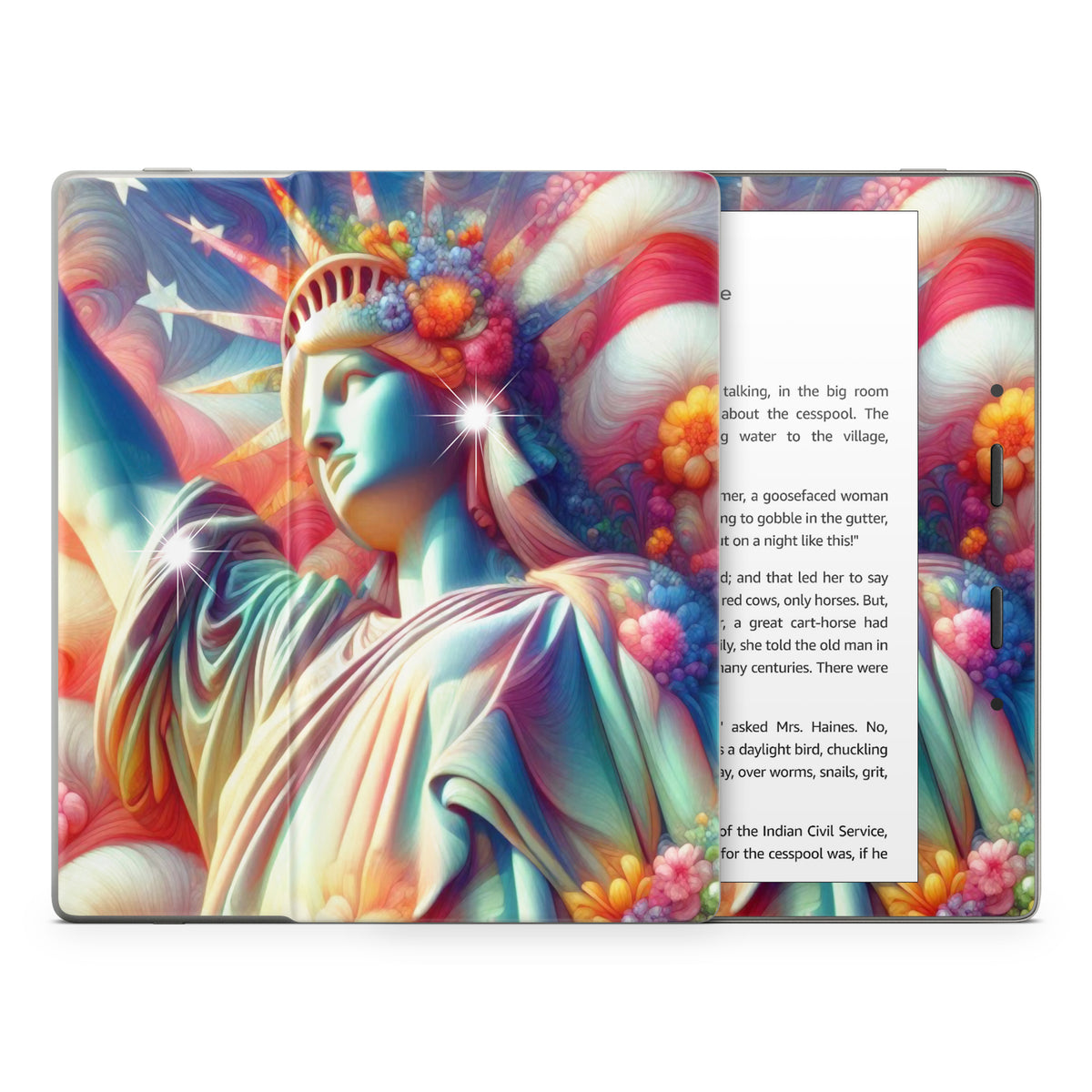 Lady Liberty and Flowers - Amazon Kindle Skin