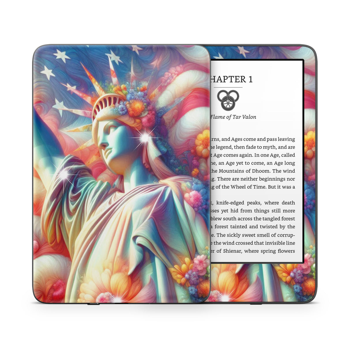 Lady Liberty and Flowers - Amazon Kindle Skin