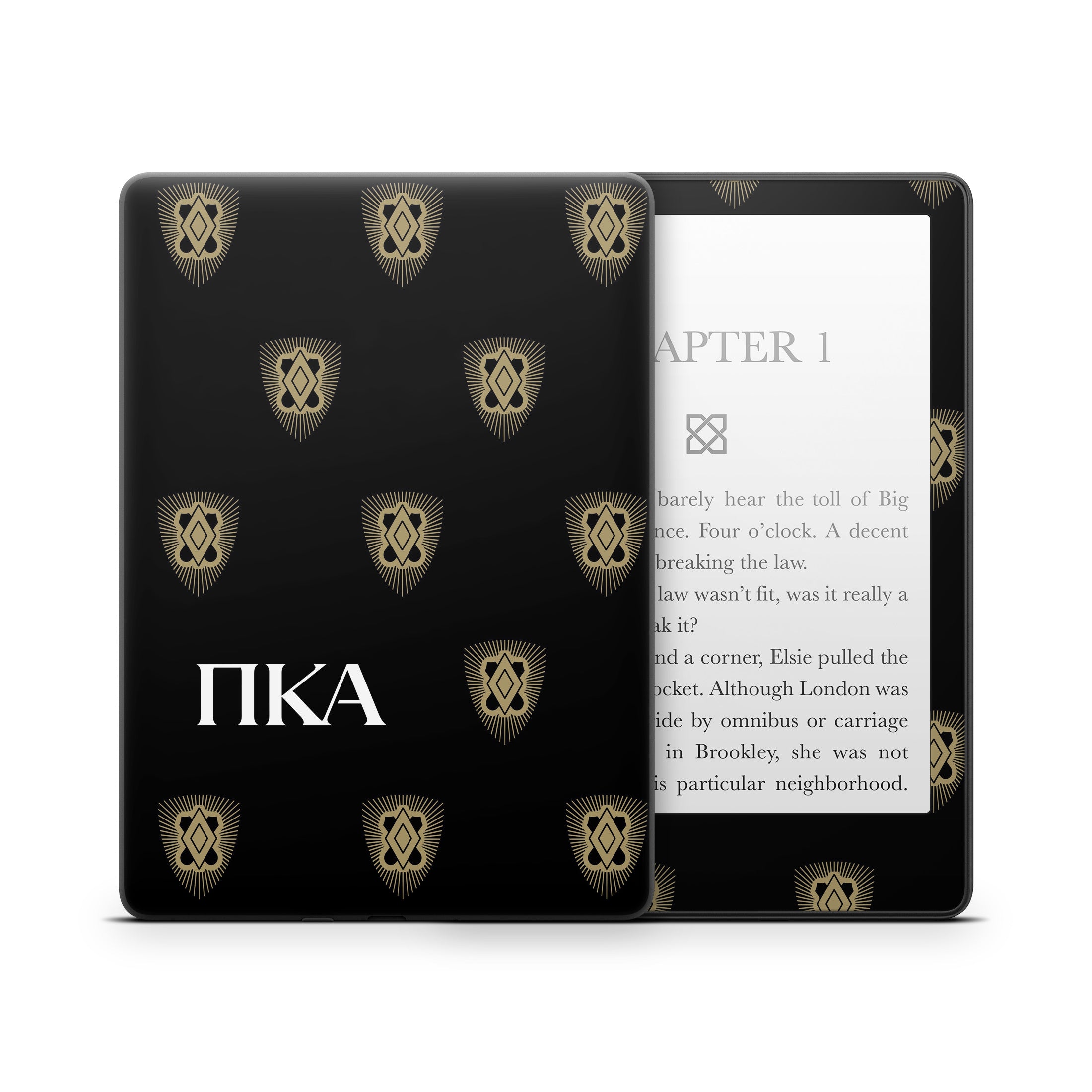 Pi Kappa Alpha Letters Shield Pattern Black - Amazon Kindle Skin
