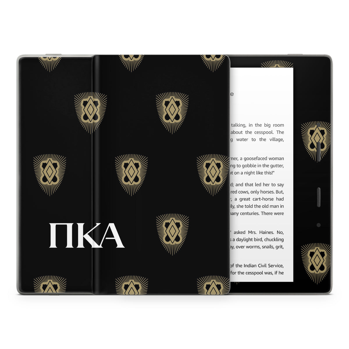 Pi Kappa Alpha Letters Shield Pattern Black - Amazon Kindle Skin